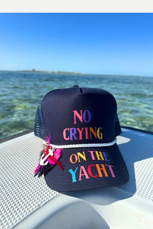 NO CRYING ON THE YACHT NAVY STRUCTURED HAT HAT Judith March