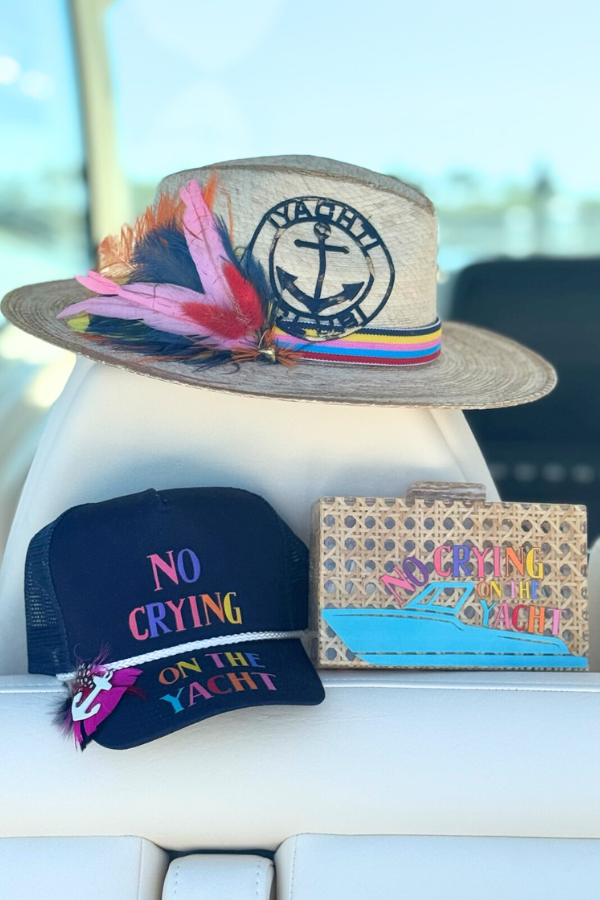 NO CRYING ON THE YACHT NAVY STRUCTURED HAT HAT Judith March