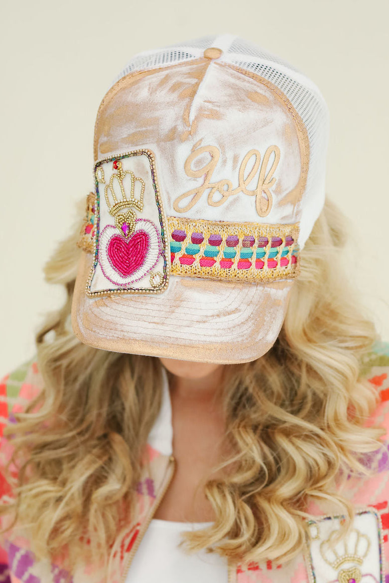 QUEEN OF GOLF WHITE STRUCTURED HAT HAT Judith March