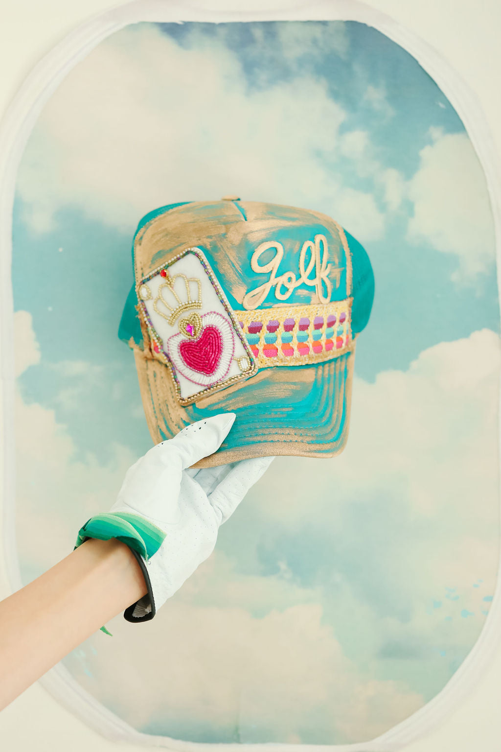 QUEEN OF GOLF TURQUOISE TRUCKER HAT HAT Judith March