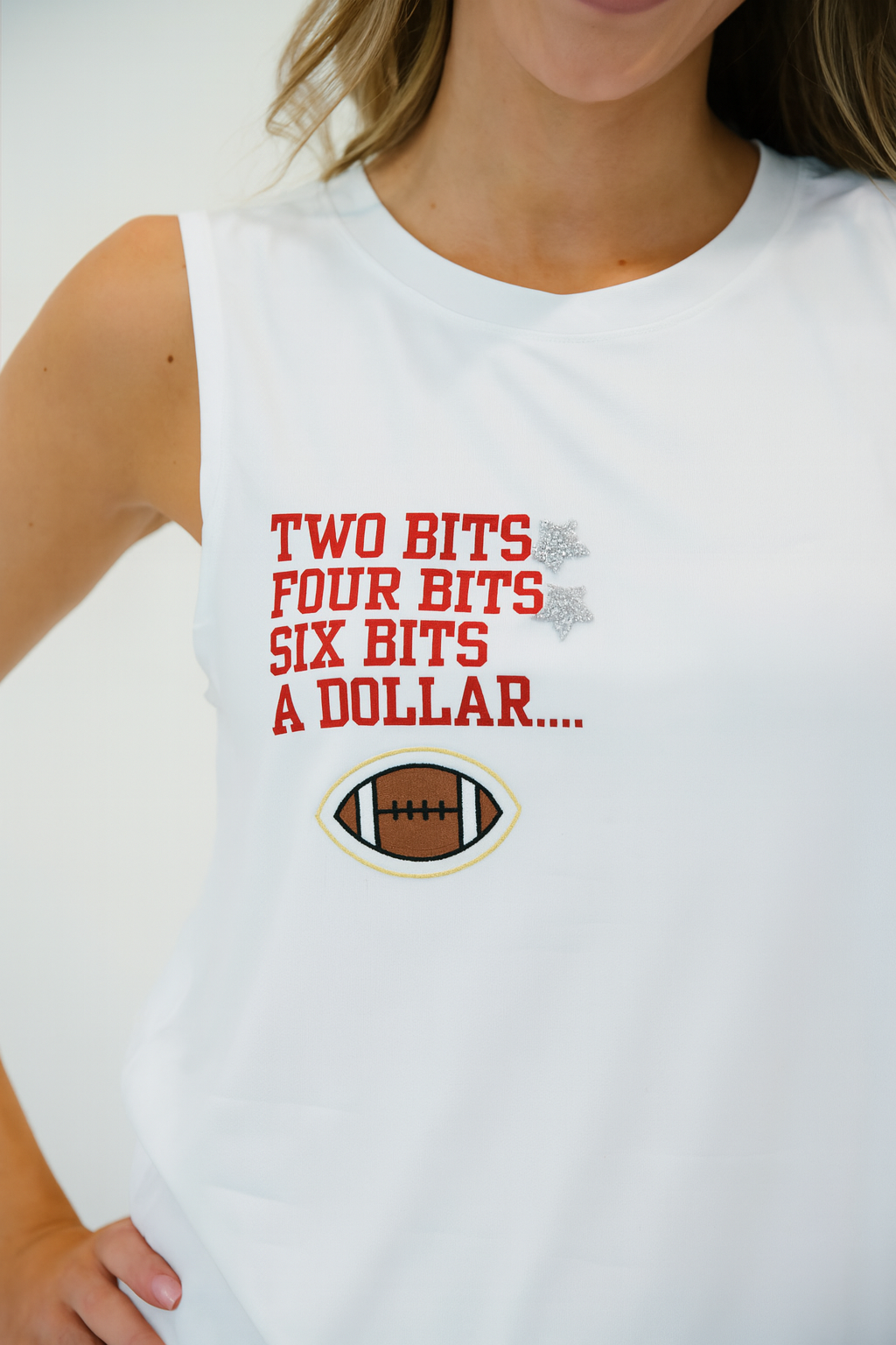 TWO BITS FOUR BITS RED LETTING TANK FLARES Judith March