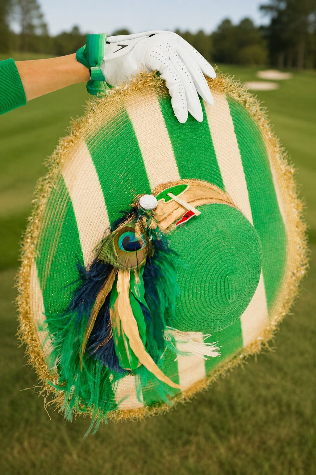 18TH HOLE GREEN STRIPED SUN HAT Sun hat Judith March