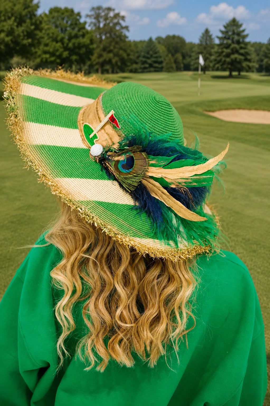 18TH HOLE GREEN STRIPED SUN HAT Sun hat Judith March