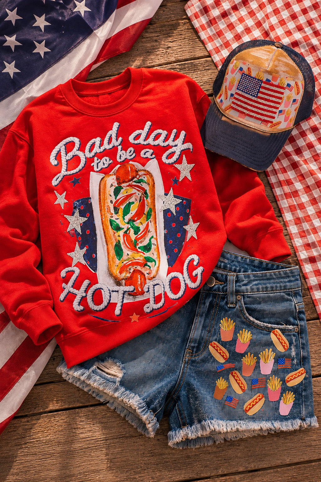 BAD DAY TO BE A HOT DOG RED PULLOVER PULLOVER Judith March