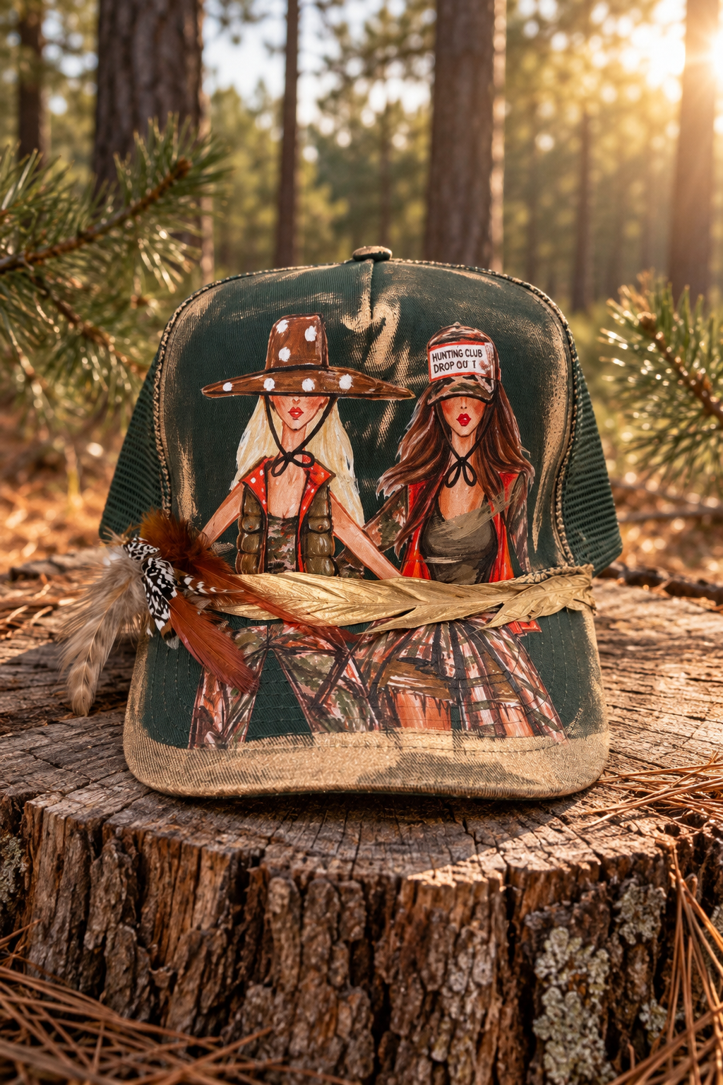 BACKWOODS SOCIAL CLUB GREEN STRUCTURED HAT TRUCKER HAT Judith March