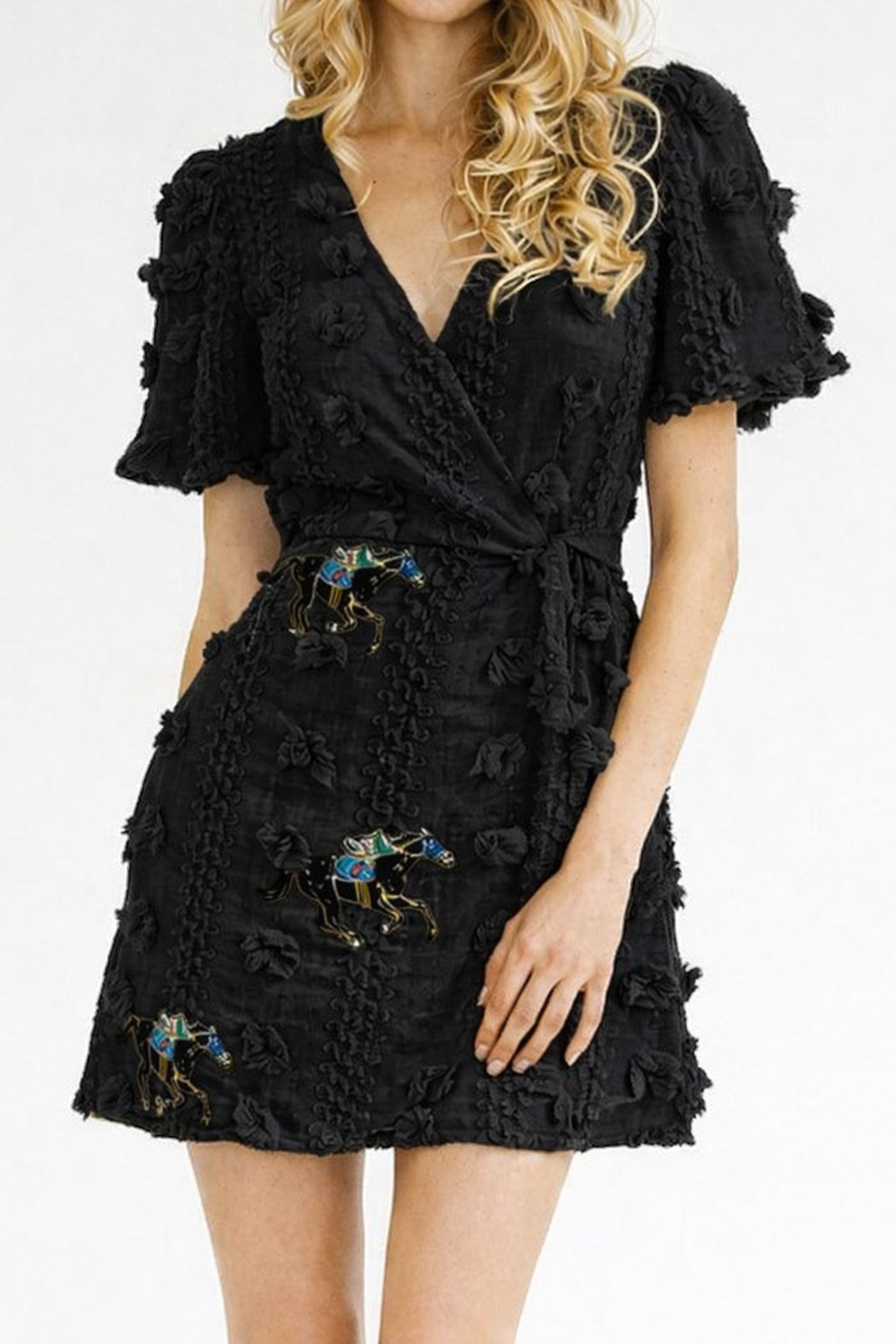 *RACE SEASON Black WRAP DRESS