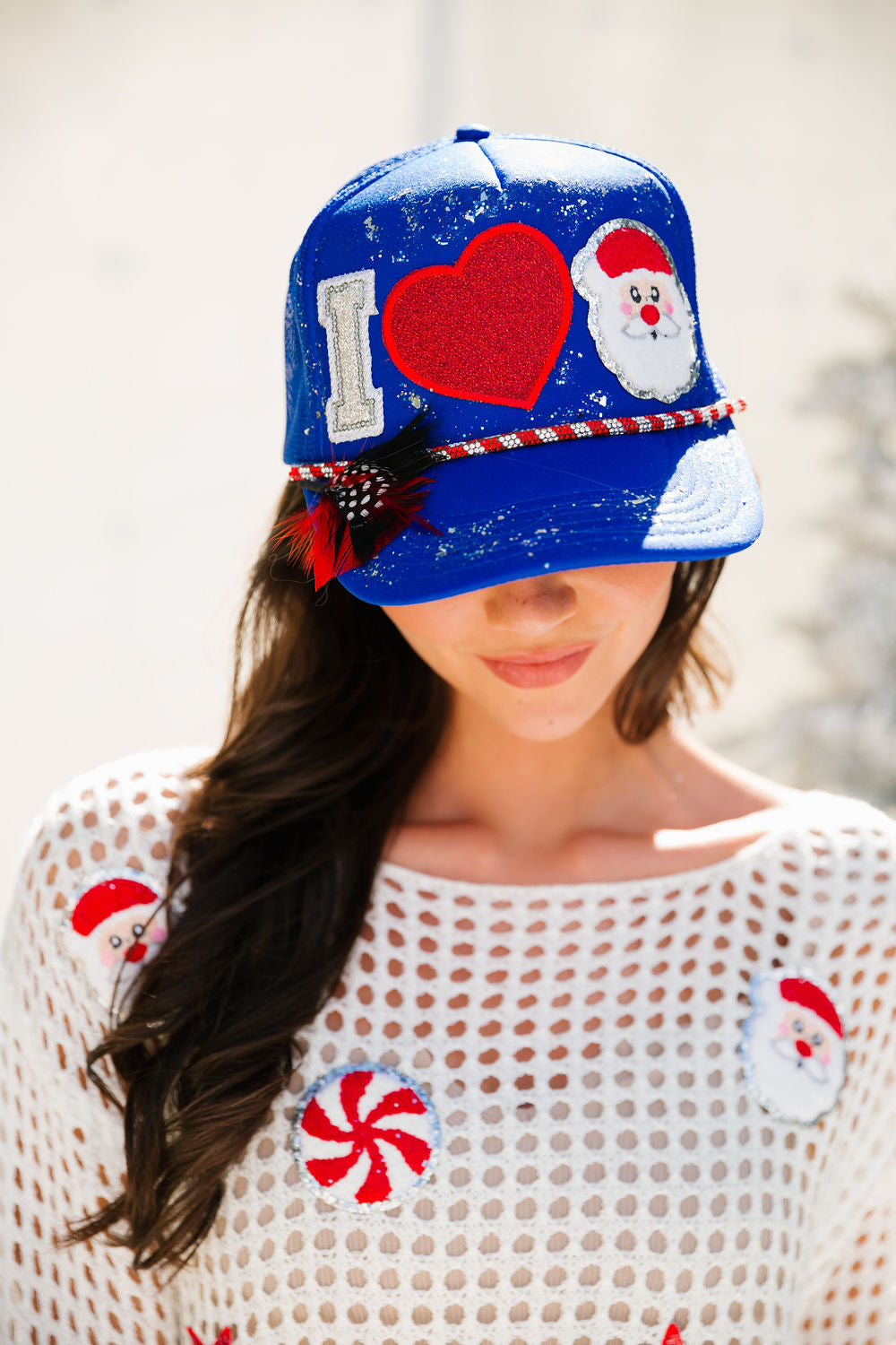 I HEART SANTA ROYAL TRUCKER HAT HAT Judith March