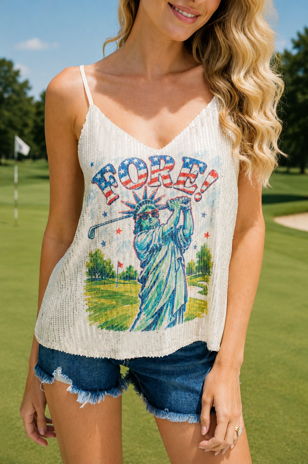FORE! LADY LIBERTY SEQUIN TANK TANK Judith March