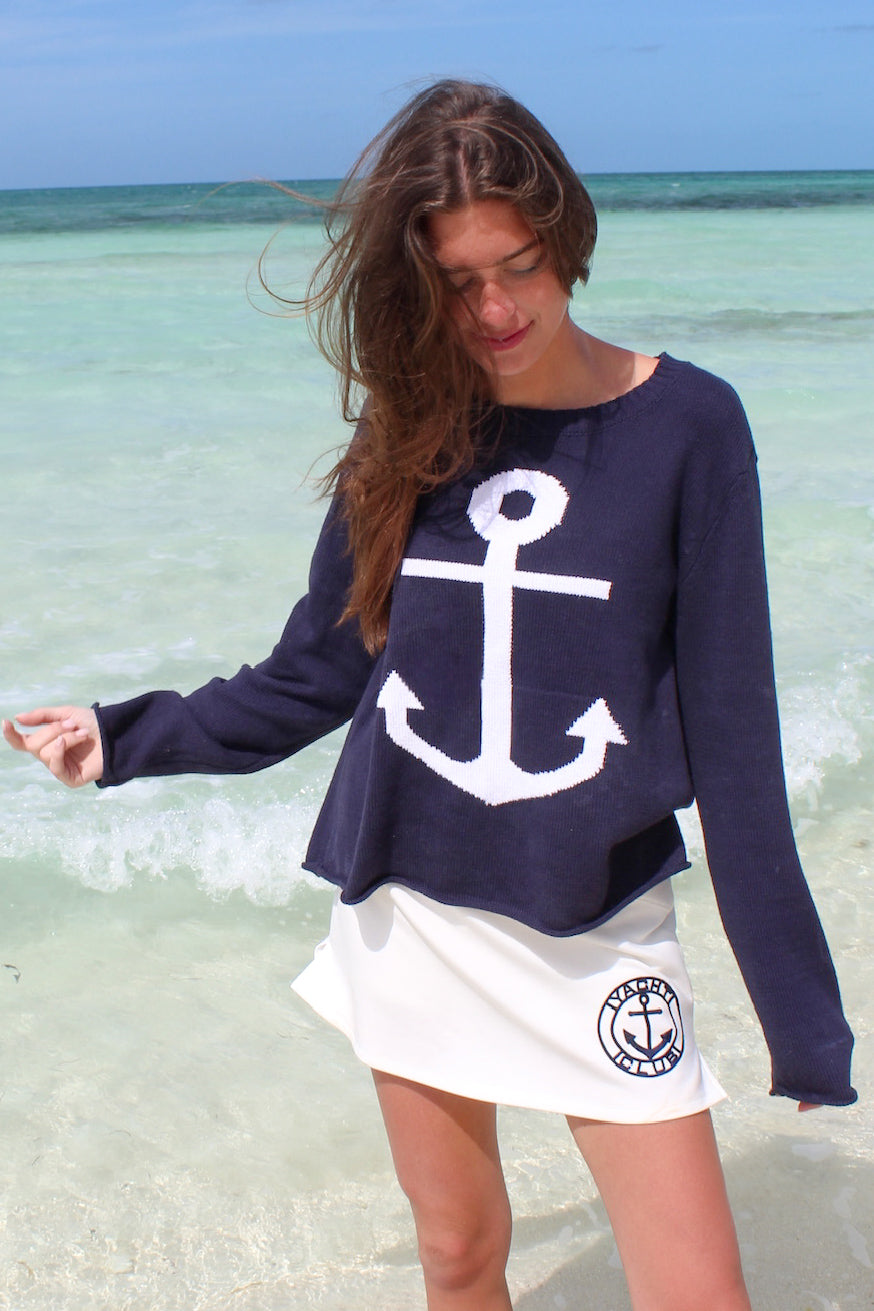 NAVY ANCHOR SWEATER PULLOVER Judith March