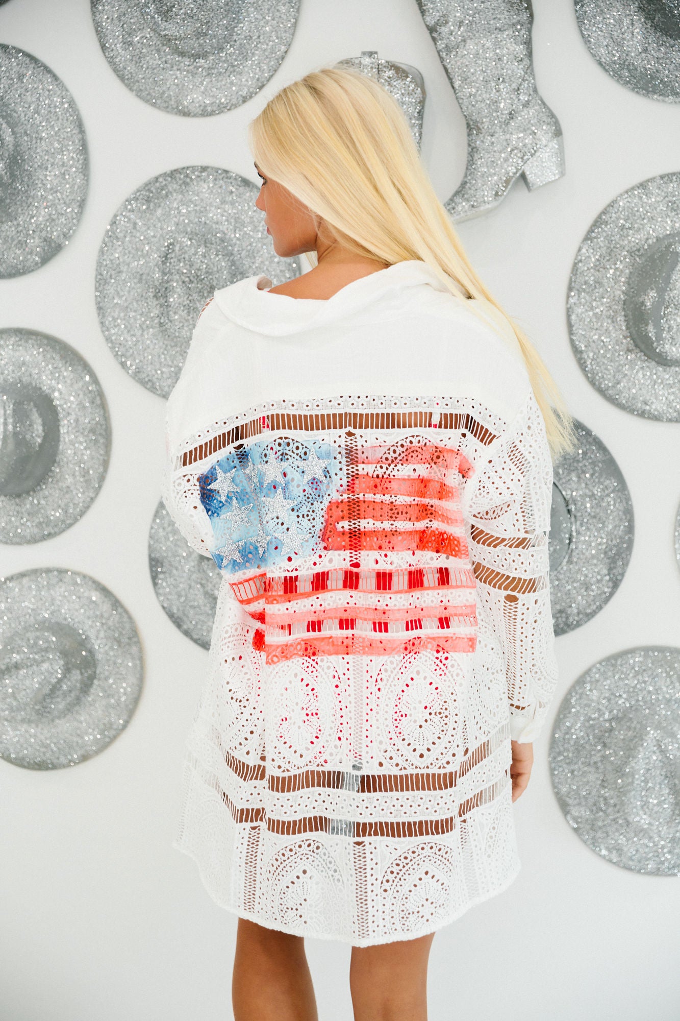 WATERCOLOR FLAG EYELET COVERUP COVER UP Judith March SMALL