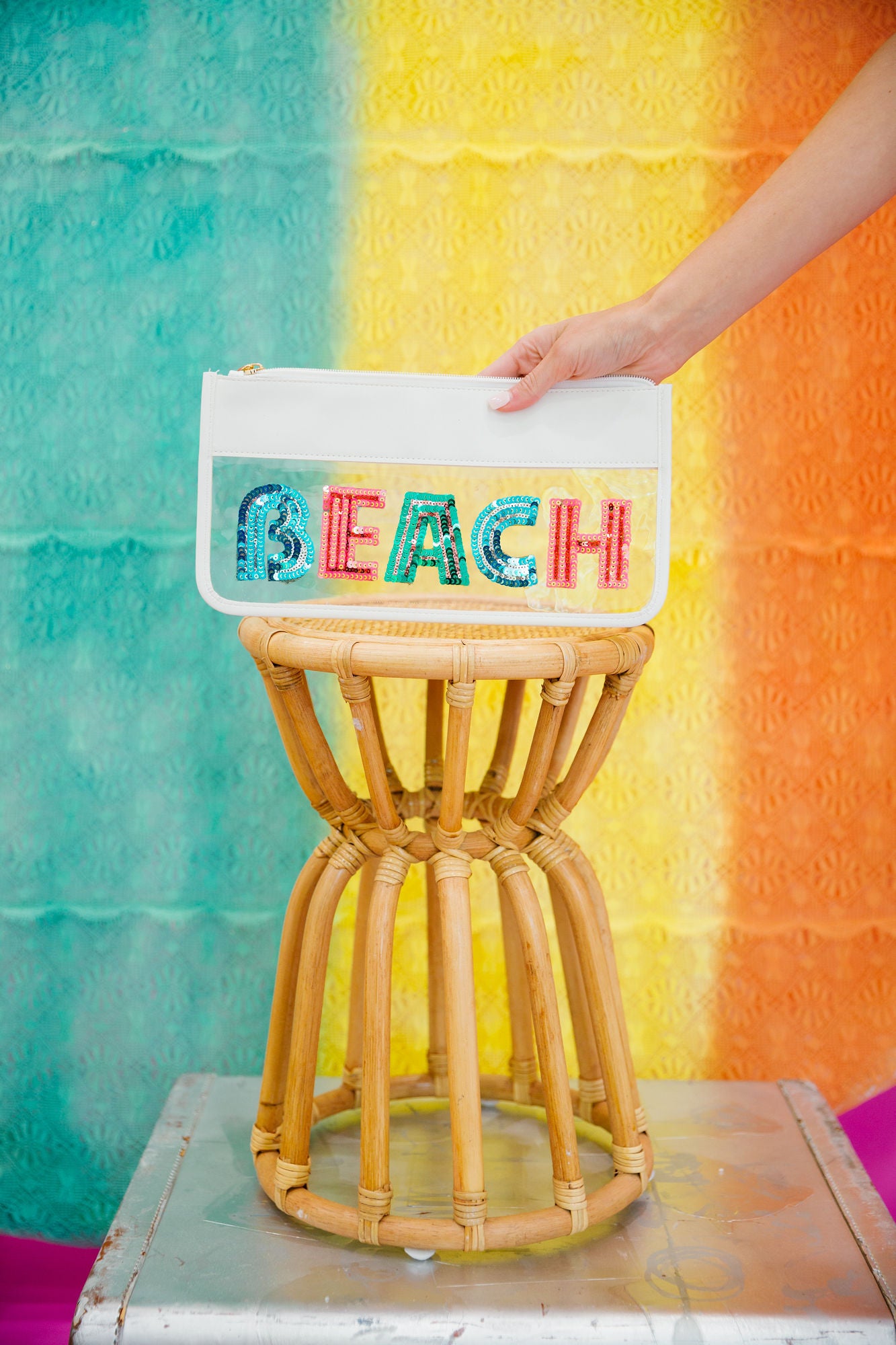 BEACH SEQUIN CLEAR BAG MAKEUP BAG Judith March