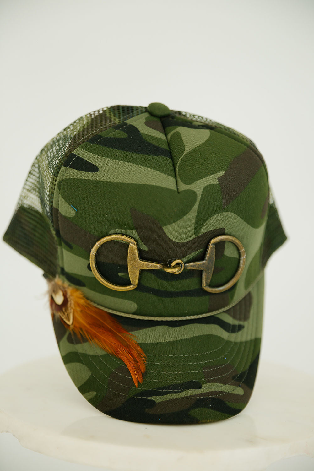 OFF TO THE RACES CAMO TRUCKER HAT TRUCKER HAT Judith March