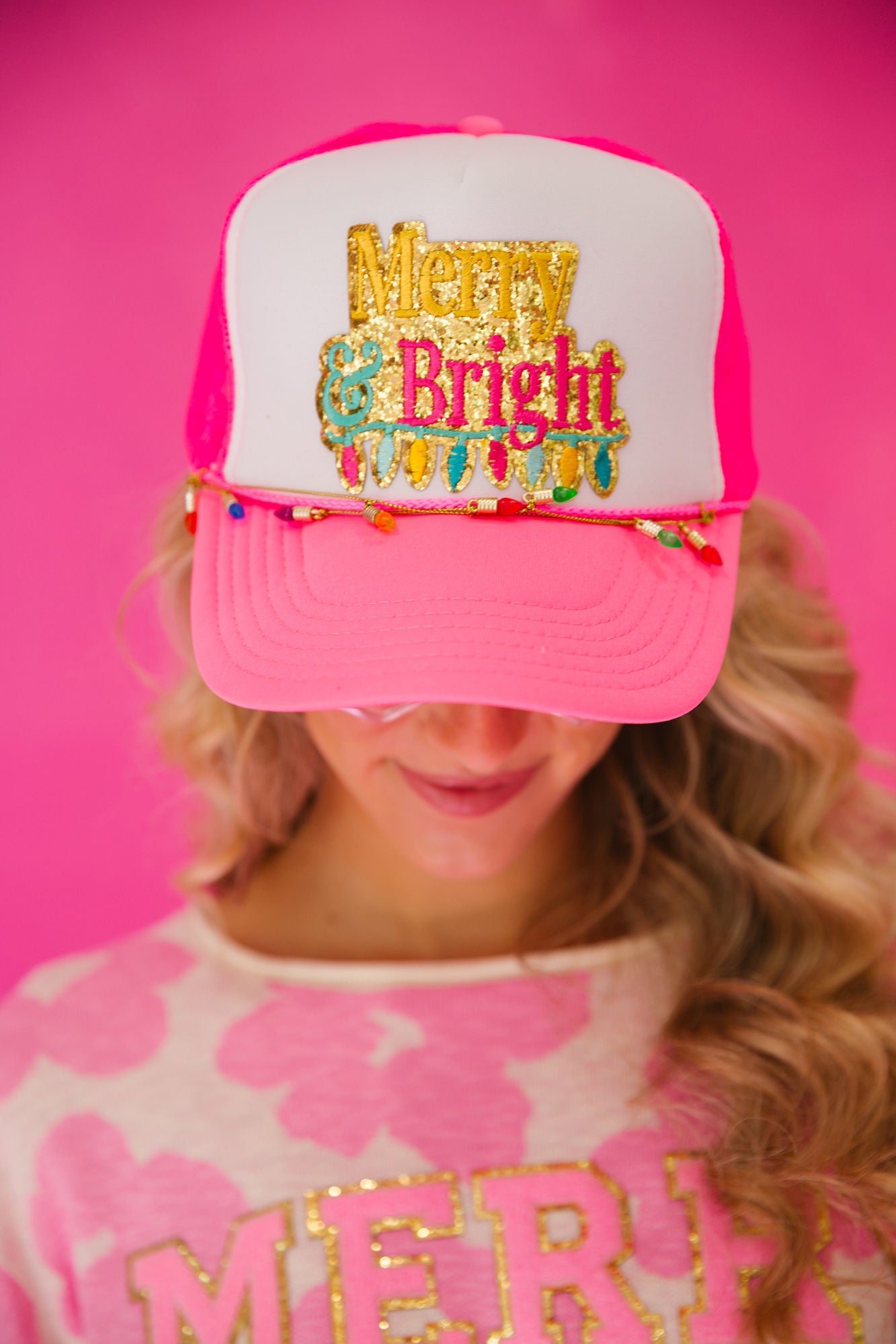 MERRY & BRIGHT TRUCKER HAT HAT Judith March