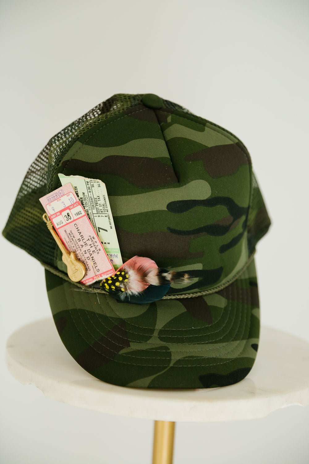 HEADLINER CAMO TRUCKER HAT – Judith March - Main Image