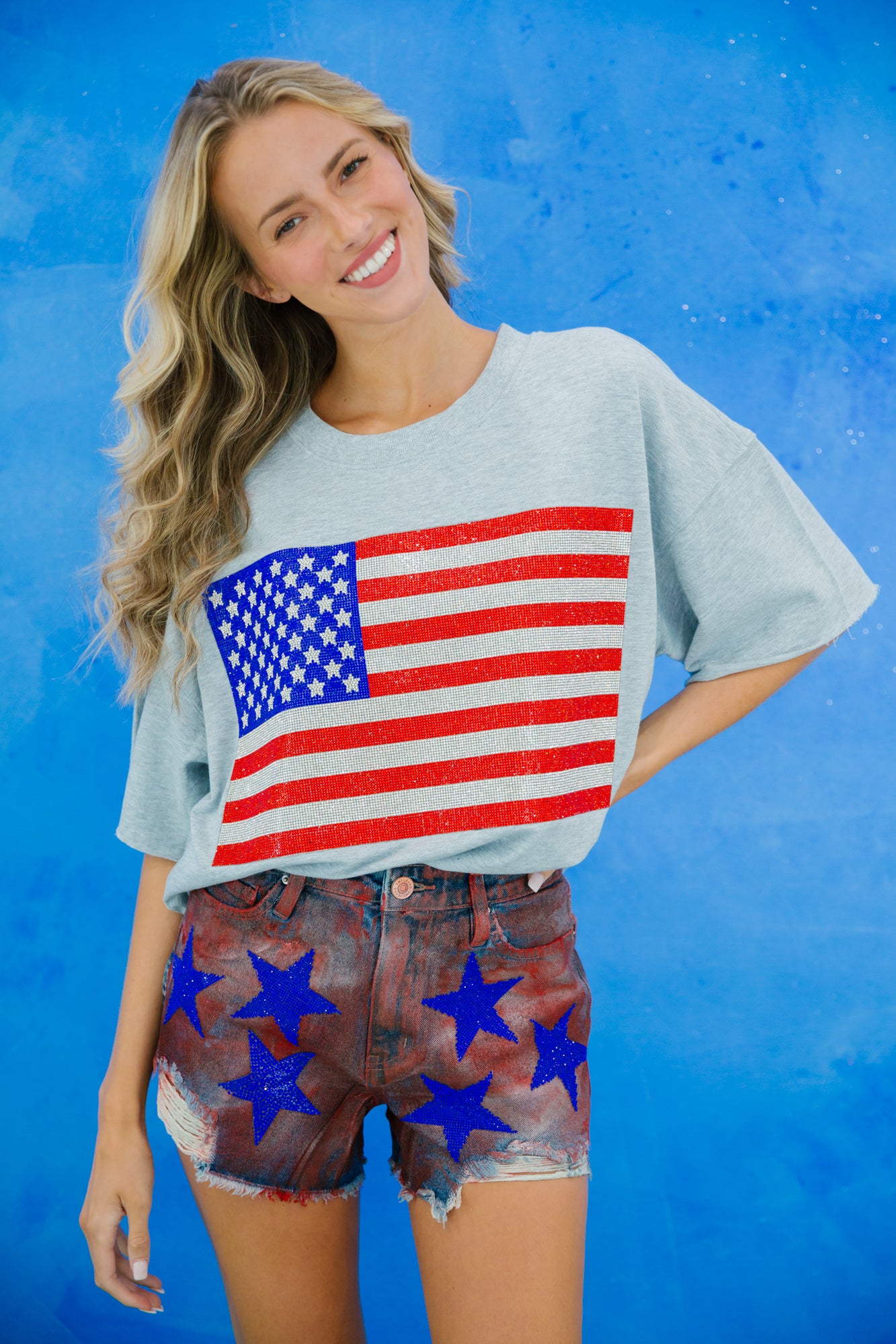 AMERICAN FLAG GREY TEE Tee Judith March
