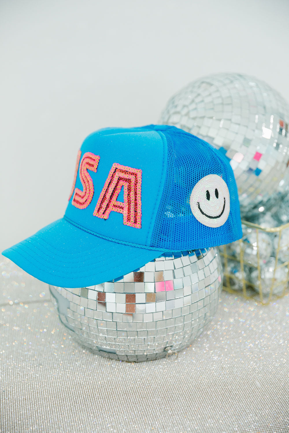PINK SEQUIN USA TRUCKER HAT TRUCKER HAT Judith March