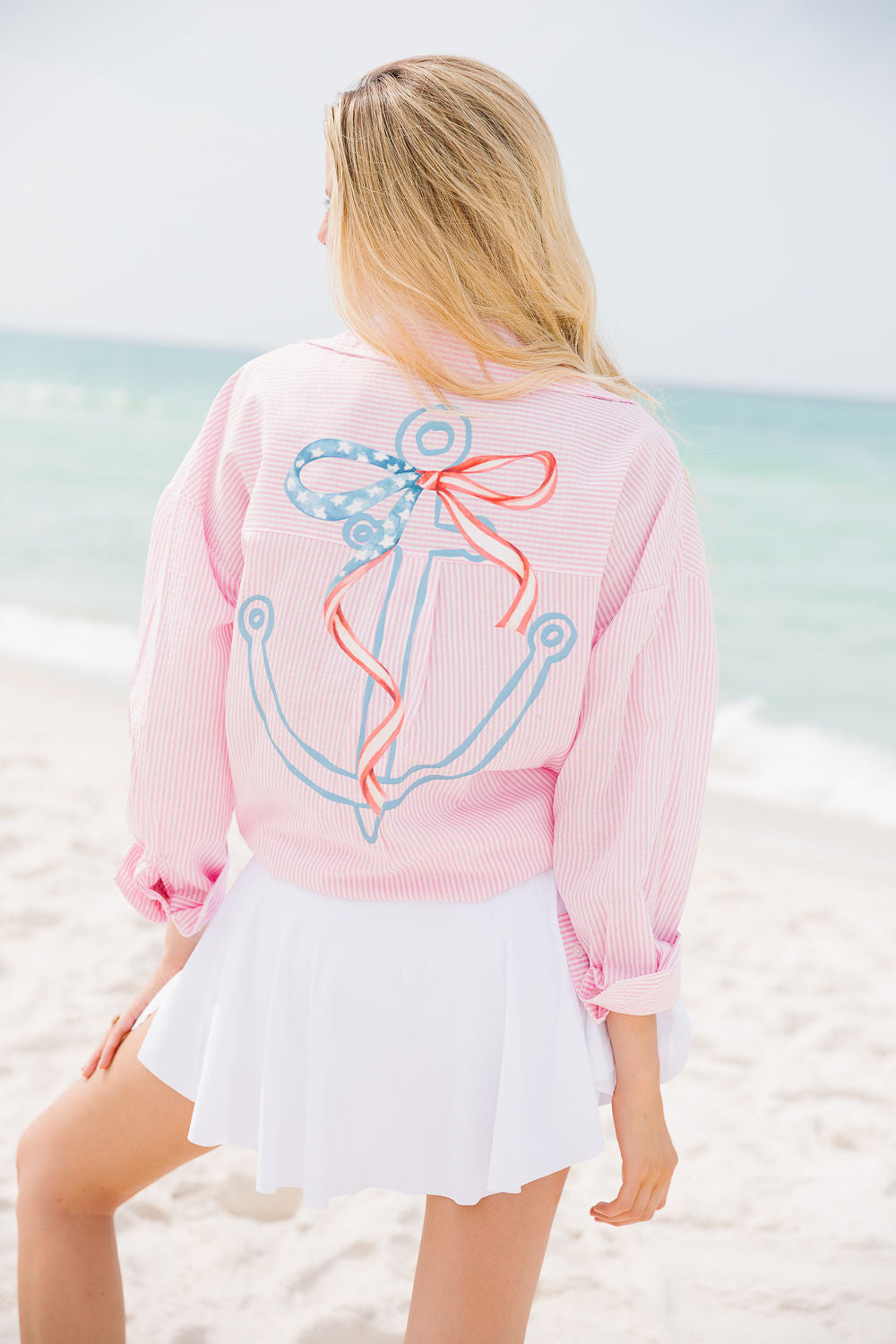 LIBERTY ANCHOR PINK STRIPED BUTTON DOWN Button Down Judith March