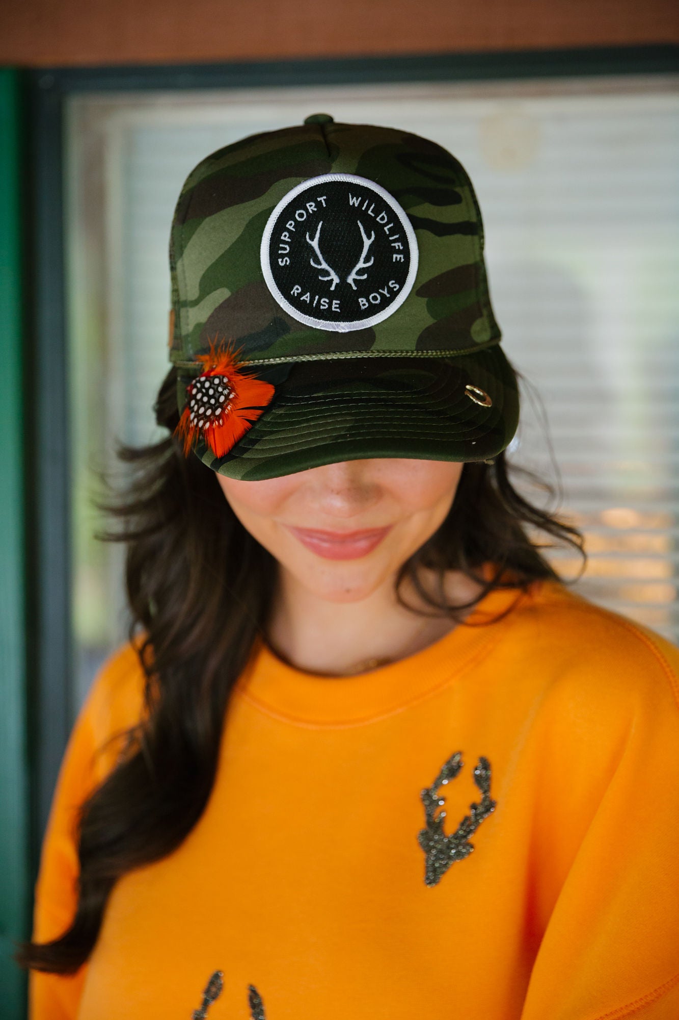 SUPPORT WILDLIFE RAISE BOYS CAMO TRUCKER HAT TRUCKER HAT Judith March