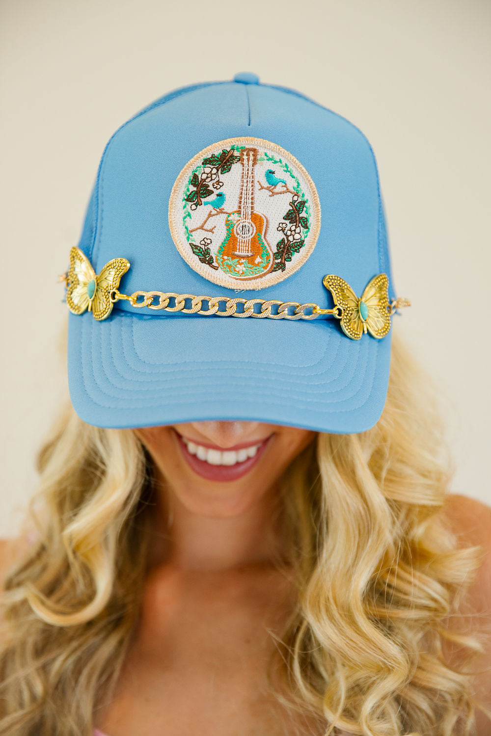 BUTTERFLY BALLAD BLUE TRUCKER HAT TRUCKER HAT Judith March