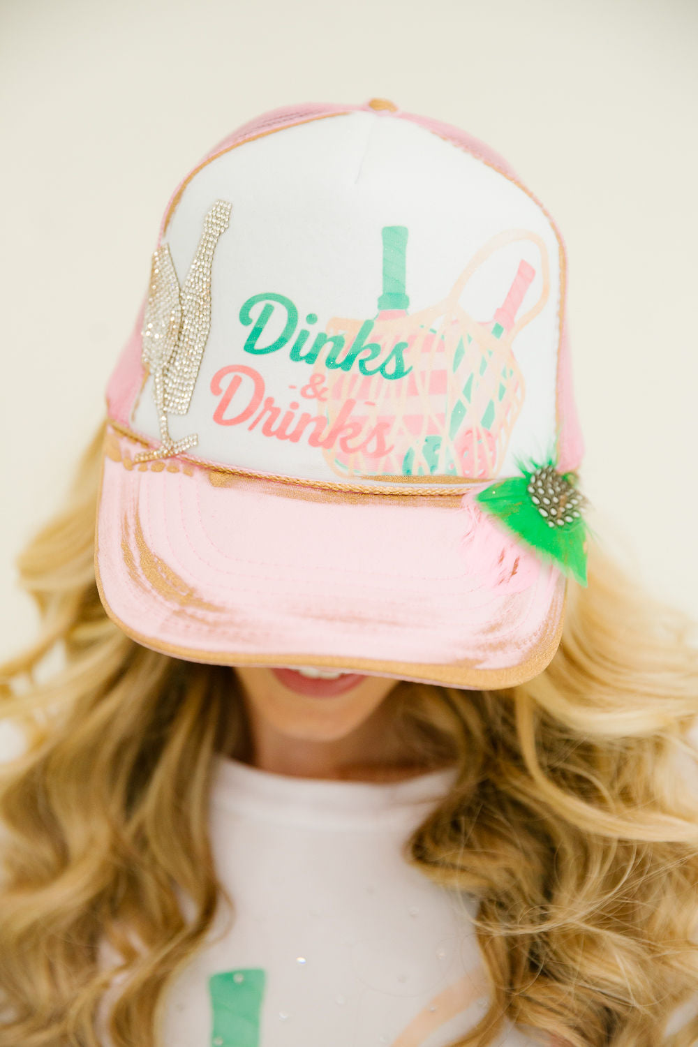 DINKS & DRINKS PINK TRUCKER HAT TRUCKER HAT Judith March