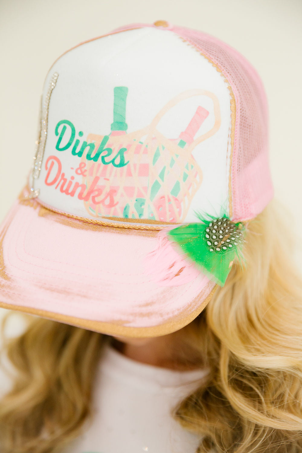 DINKS & DRINKS PINK TRUCKER HAT TRUCKER HAT Judith March