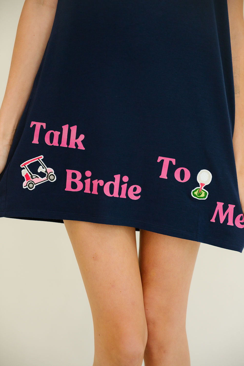 TALK BIRDIE TO ME NAVY T-SHIRT DRESS DRESS Judith March
