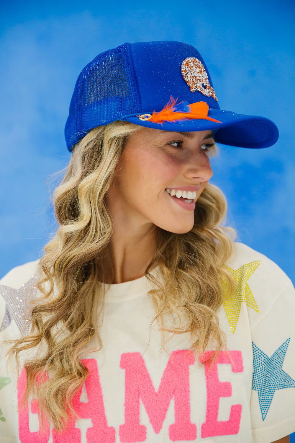 FIGHT ON ROYAL TRUCKER HAT gameday23 Judith March