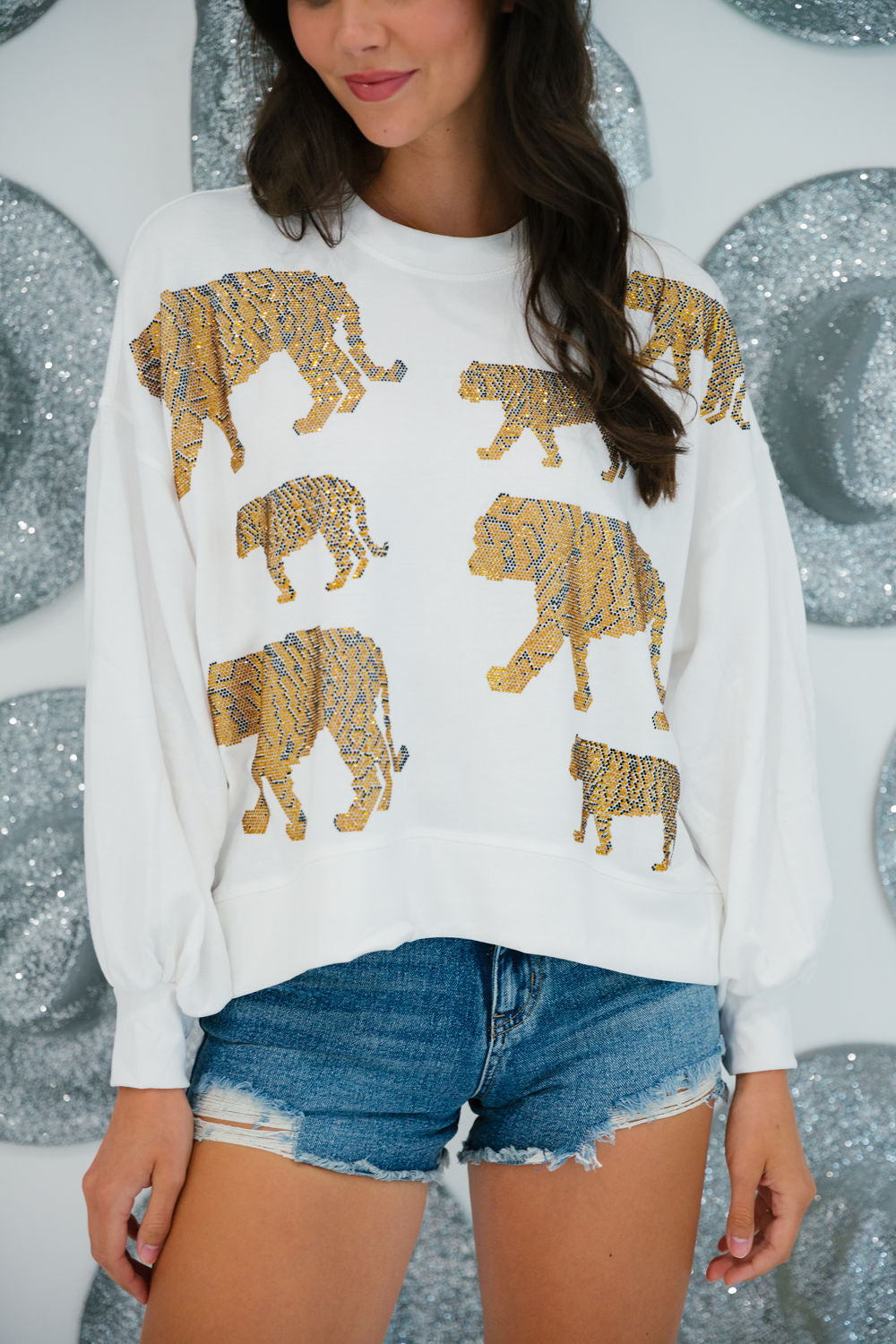 TIGER LOVER PULLOVERS gameday23 Judith March SMALL WHITE