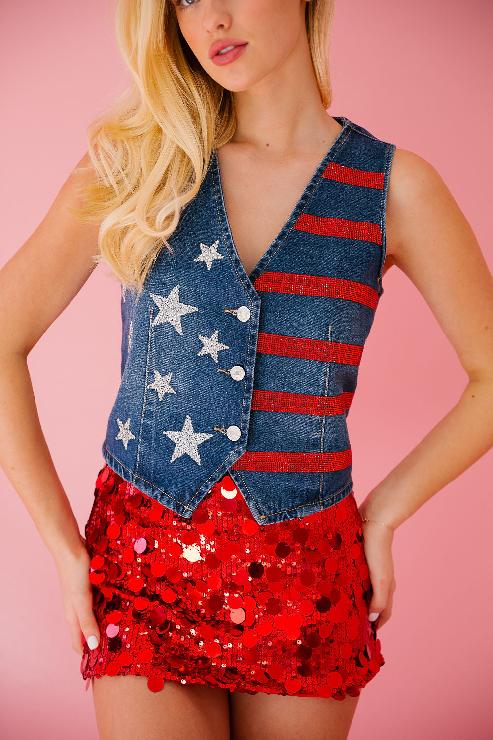 STAR SPANGLED DENIM VEST VEST Judith March