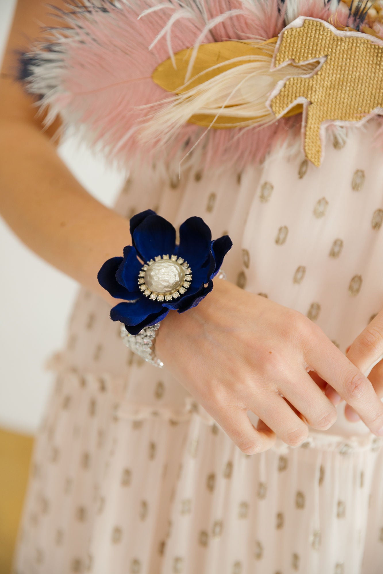 NAVY FLORAL BRACELET BRACELET Judith March