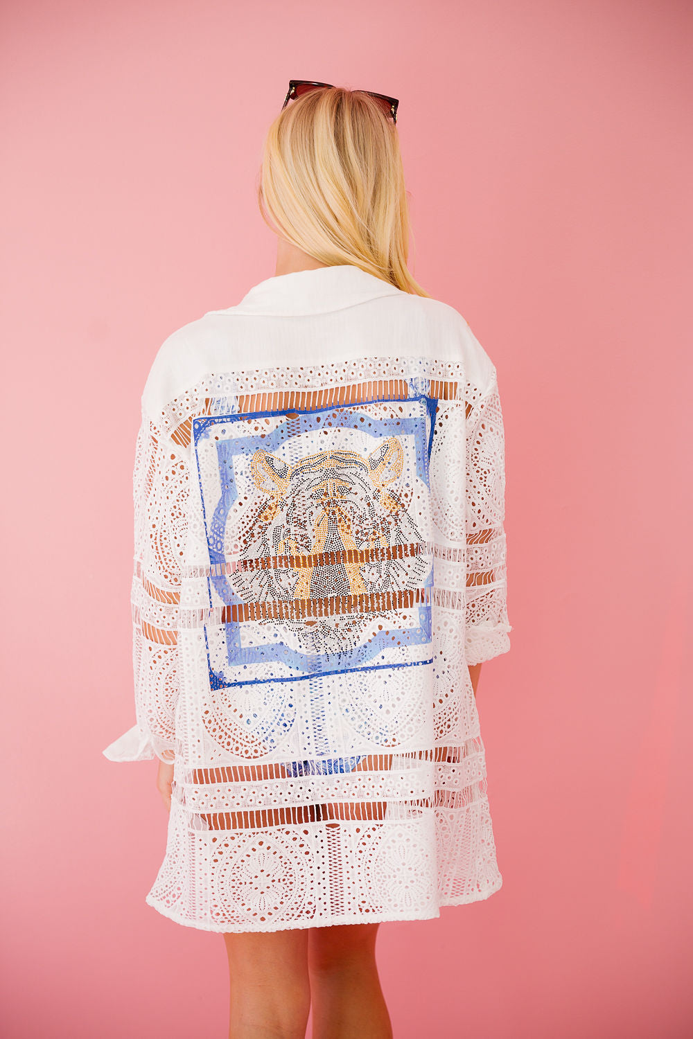 MEDITERRANEAN TIGER EYELET BUTTON DOWN Button Down Judith March