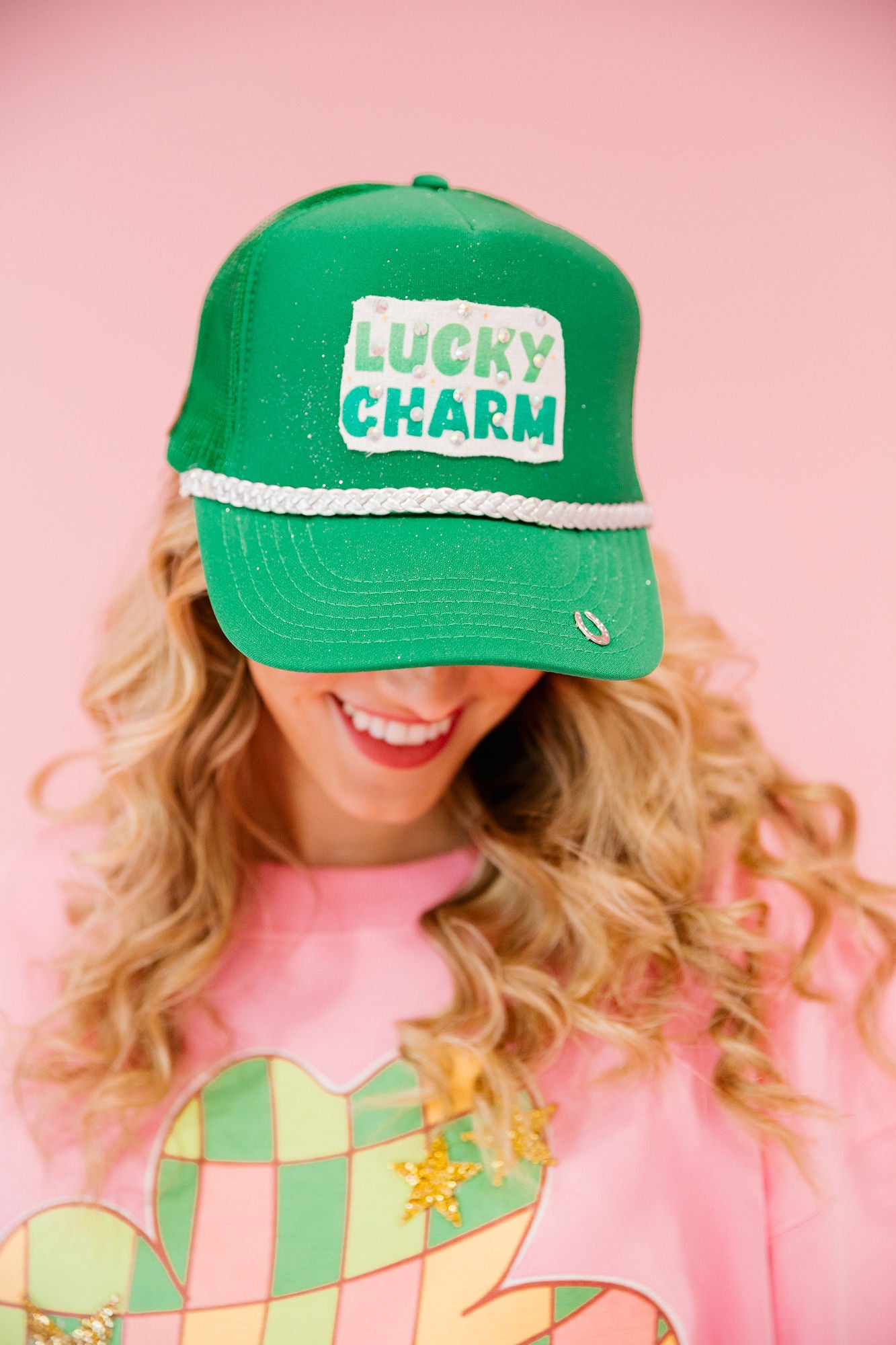 LUCKY CHARM GREEN TRUCKER HAT HAT Judith March