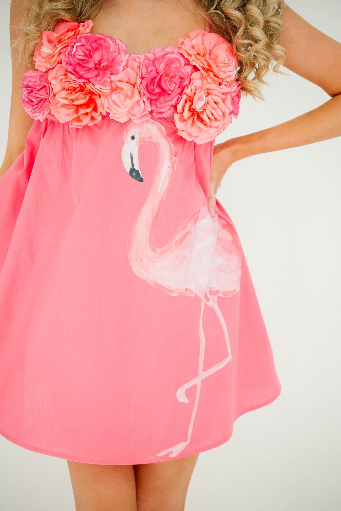 FLAMINGO FLORAL PINK DRESS TOP Judith March