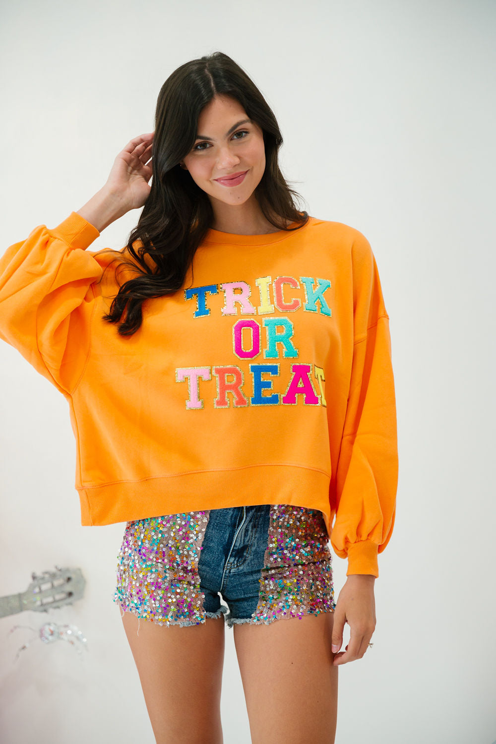 TRICK OR TREAT ORANGE PULLOVER PULLOVER Judith March