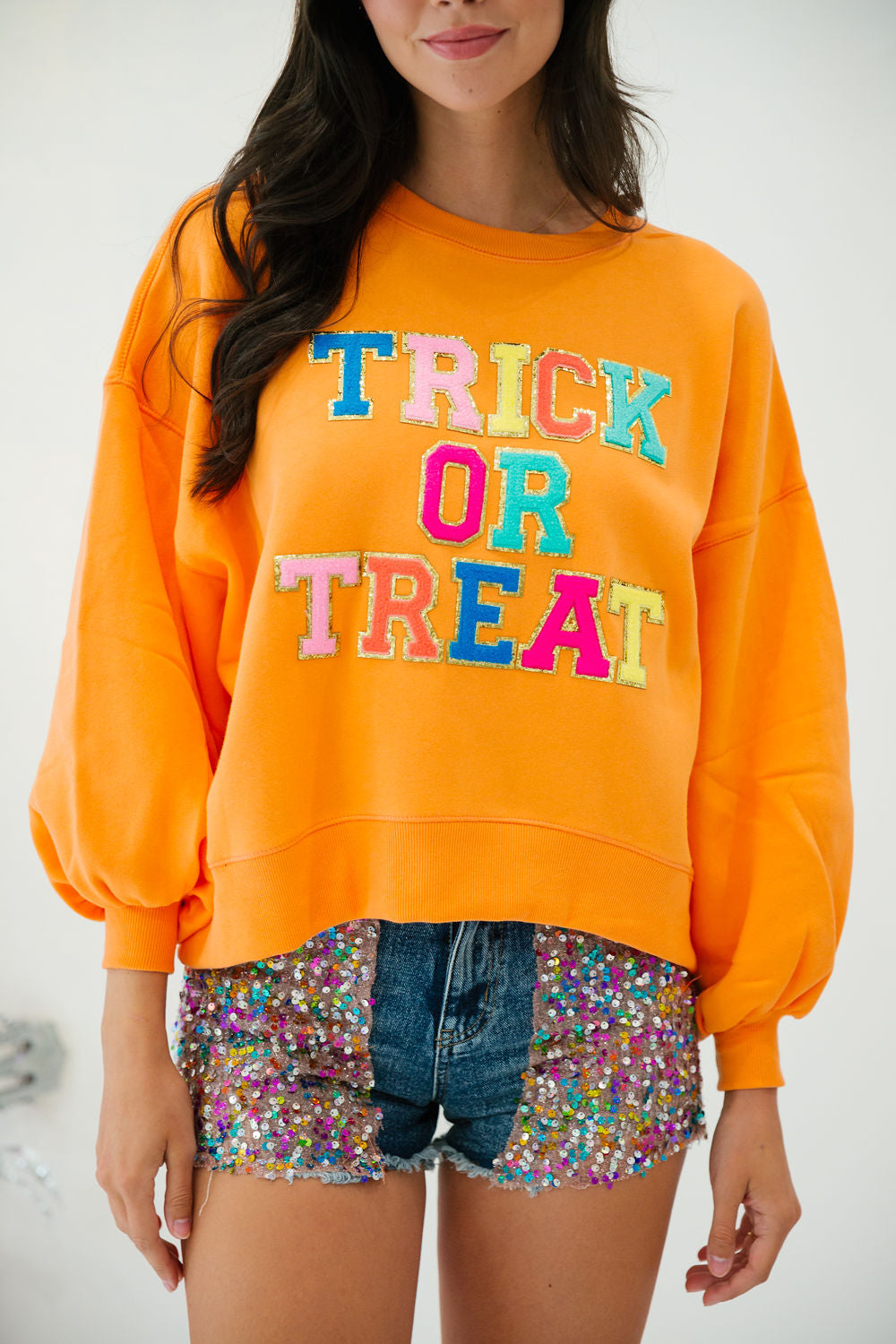 TRICK OR TREAT ORANGE PULLOVER PULLOVER Judith March
