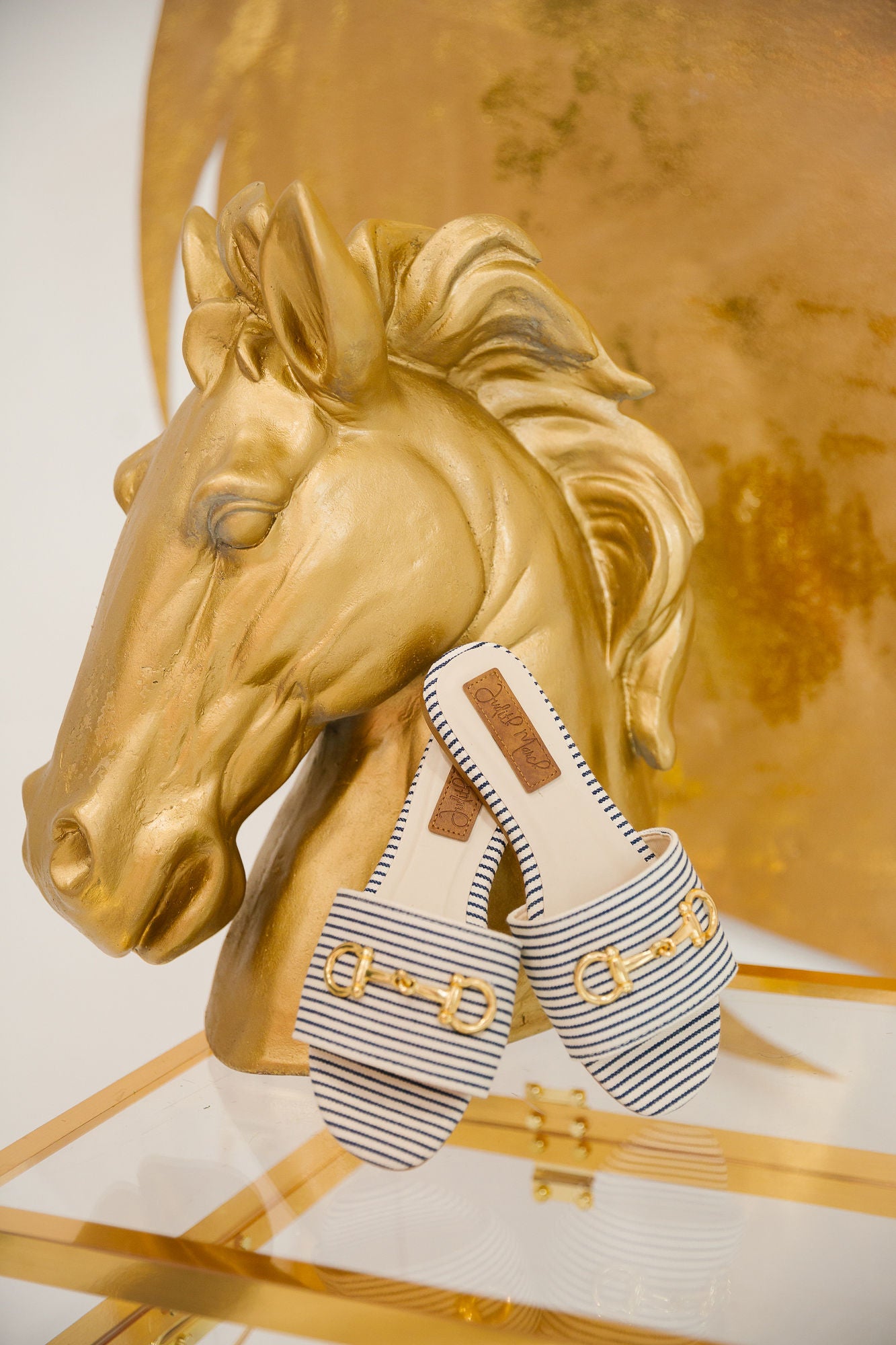 HORSE BIT STRIPED SANDALS SHOES Judith March