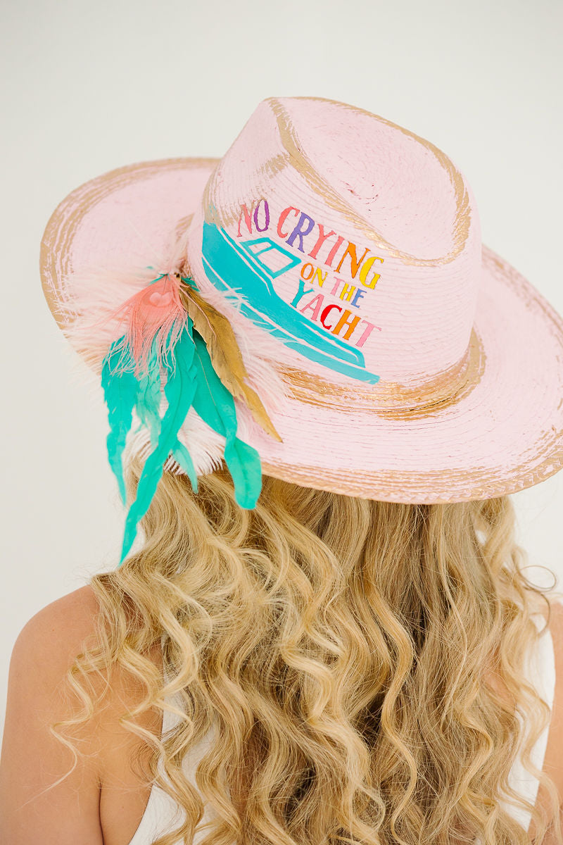 NO CRYING ON THE YACHT PINK SUN HAT Sun hat Judith March