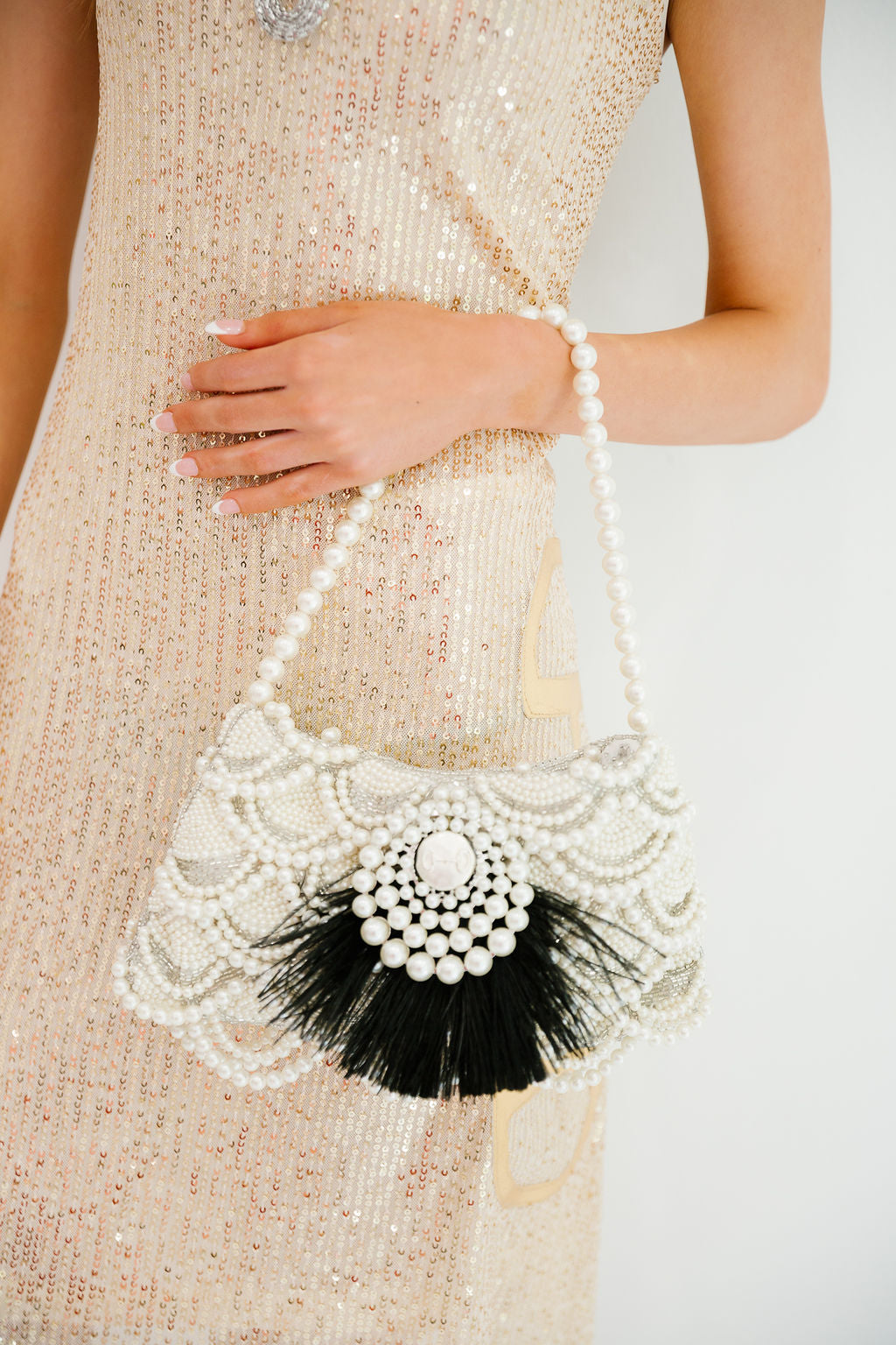PEARL FEATHER PURSE PURSE Judith March
