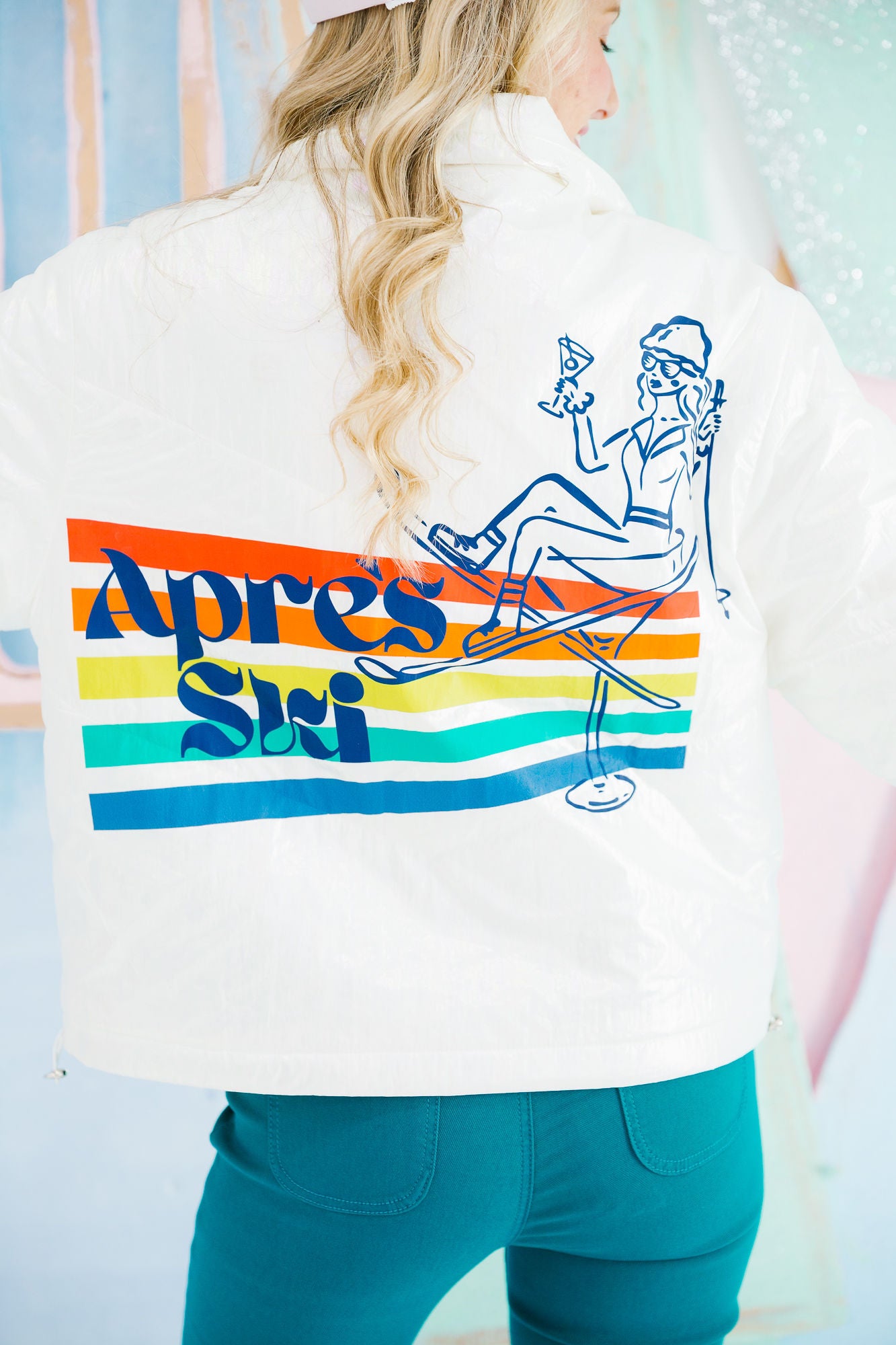 APRÈS SKI RAINBOW STRIPED PUFFER JACKET JACKET Judith March