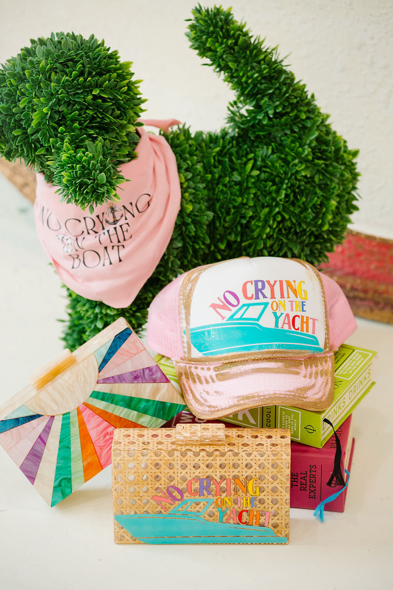 NO CRYING ON THE YACHT PINK TRUCKER HAT TRUCKER HAT Judith March