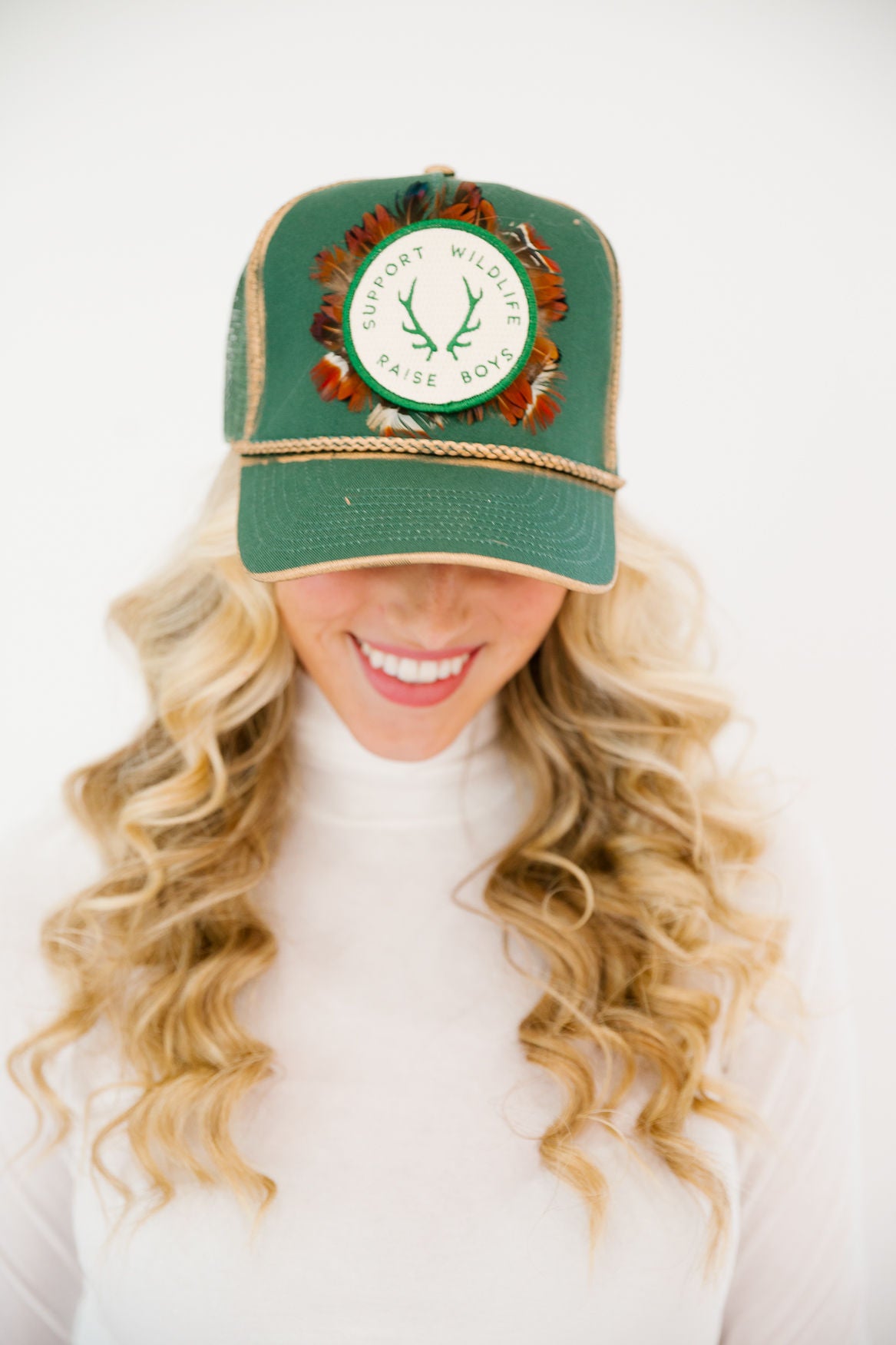 SUPPORT WILDLIFE RAISE BOYS GREEN STRUCTURED HAT TRUCKER HAT Judith March