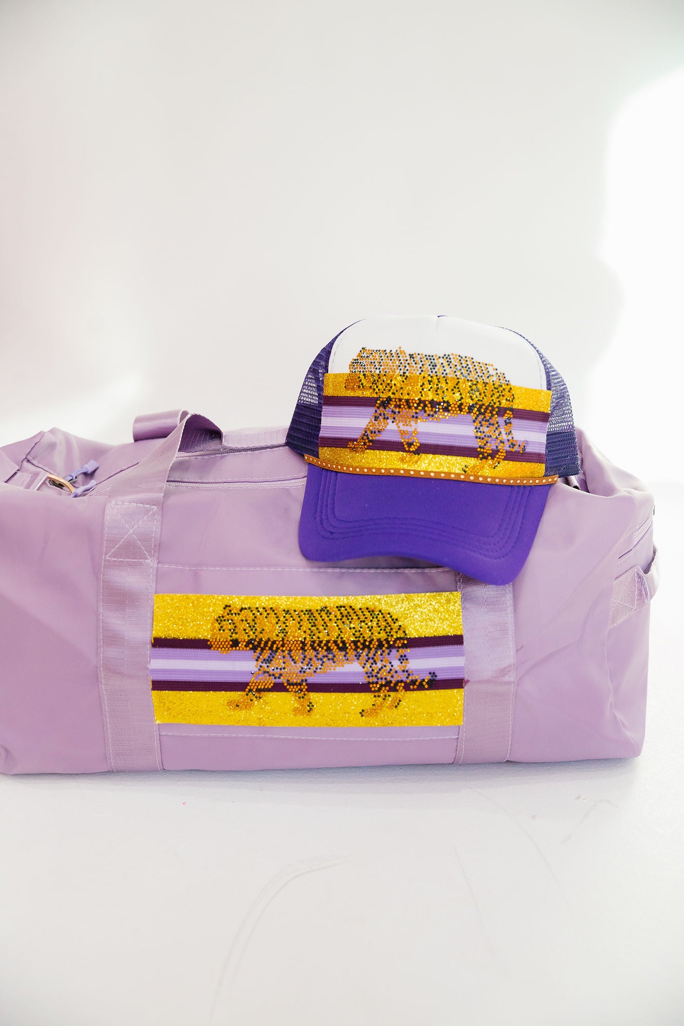 RHINESTONE TIGER PURPLE DUFFLE BAG Duffel Bags Judith March