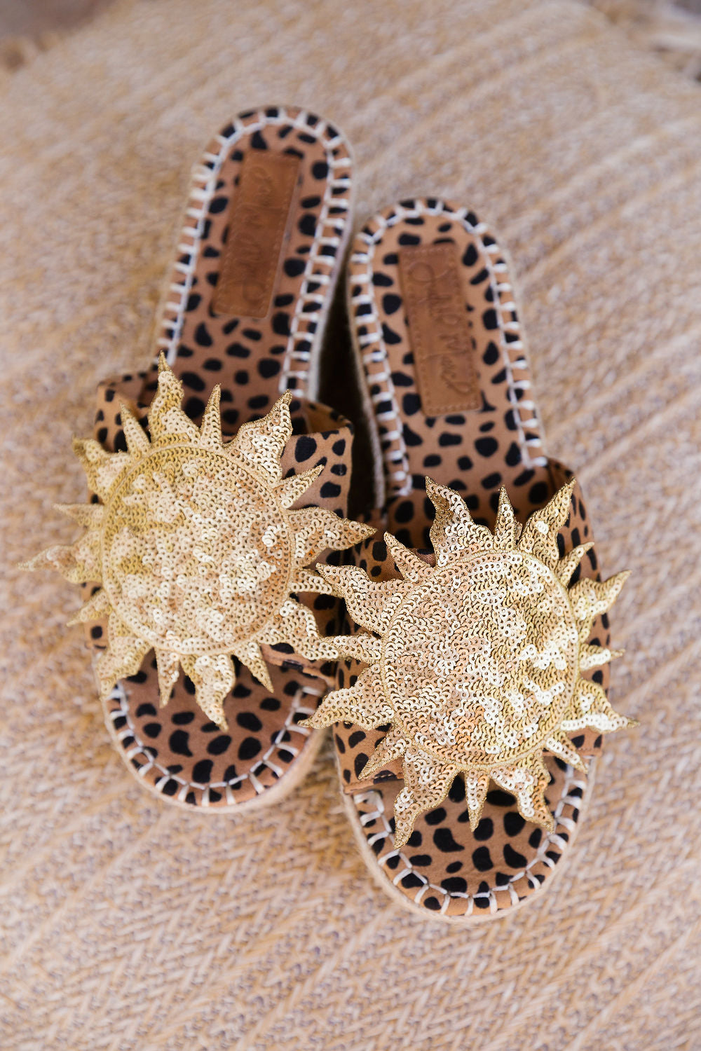 SEQUIN SUN LEOPARD WEDGES SHOES Judith March