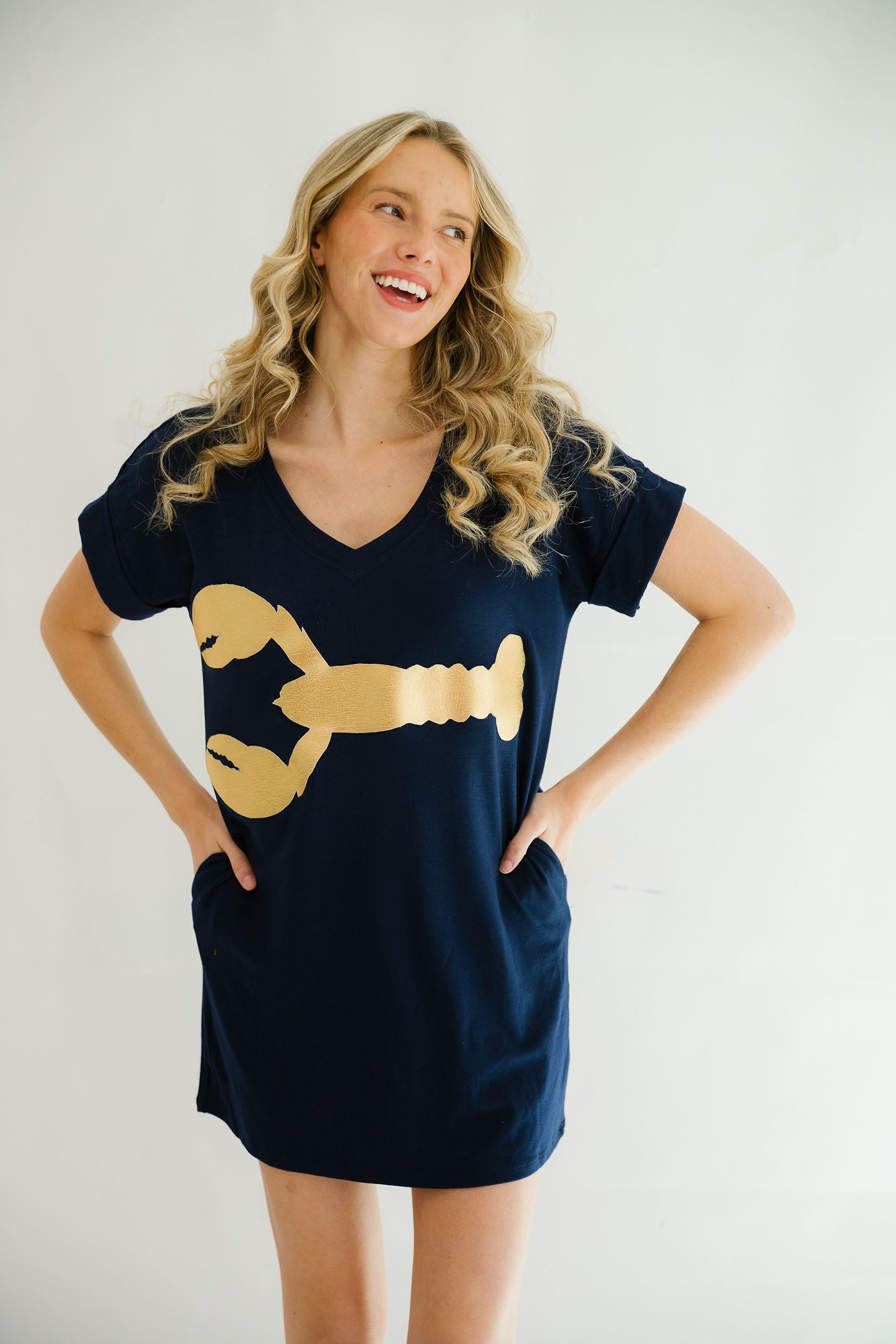 LOBSTER NAVY T-SHIRT DRESS WITH POCKETS DRESS Judith March