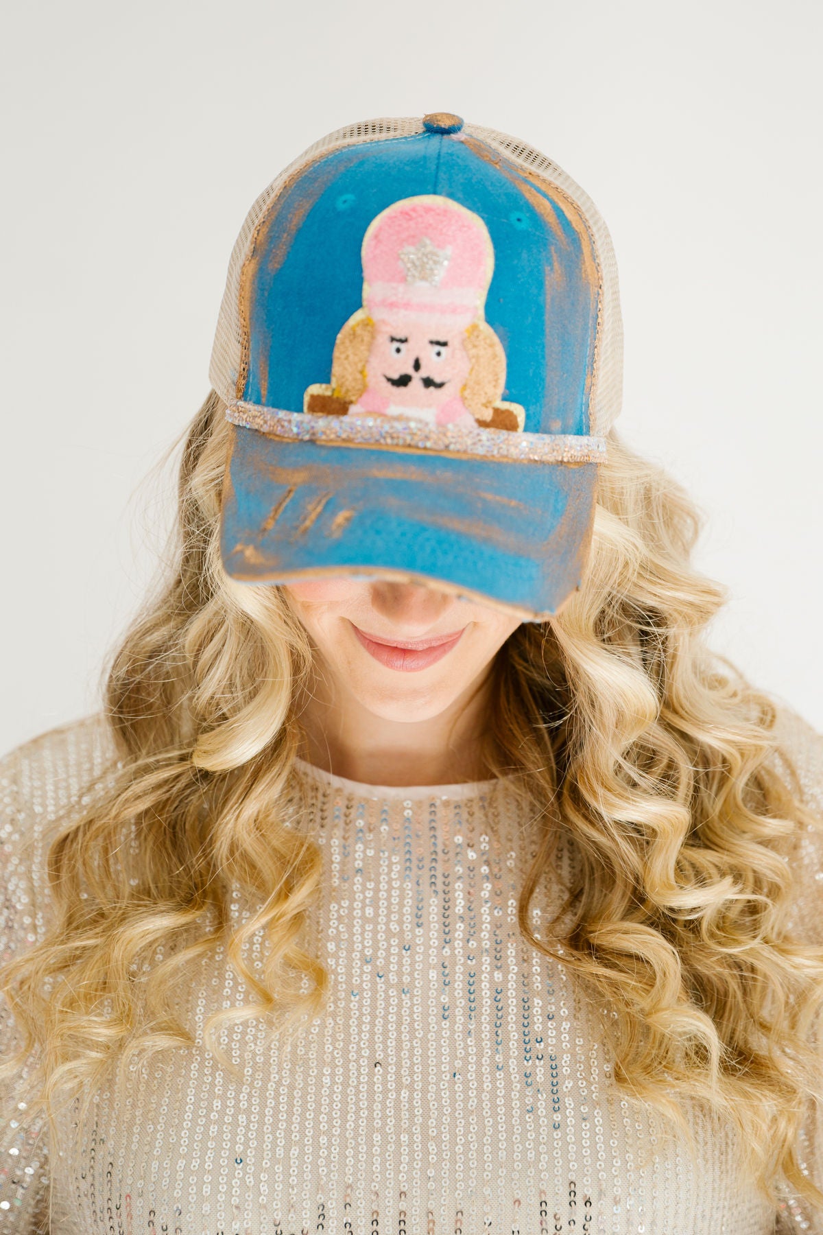 NUTCRACKER BLUE STRUCTURED HAT TRUCKER HAT Judith March