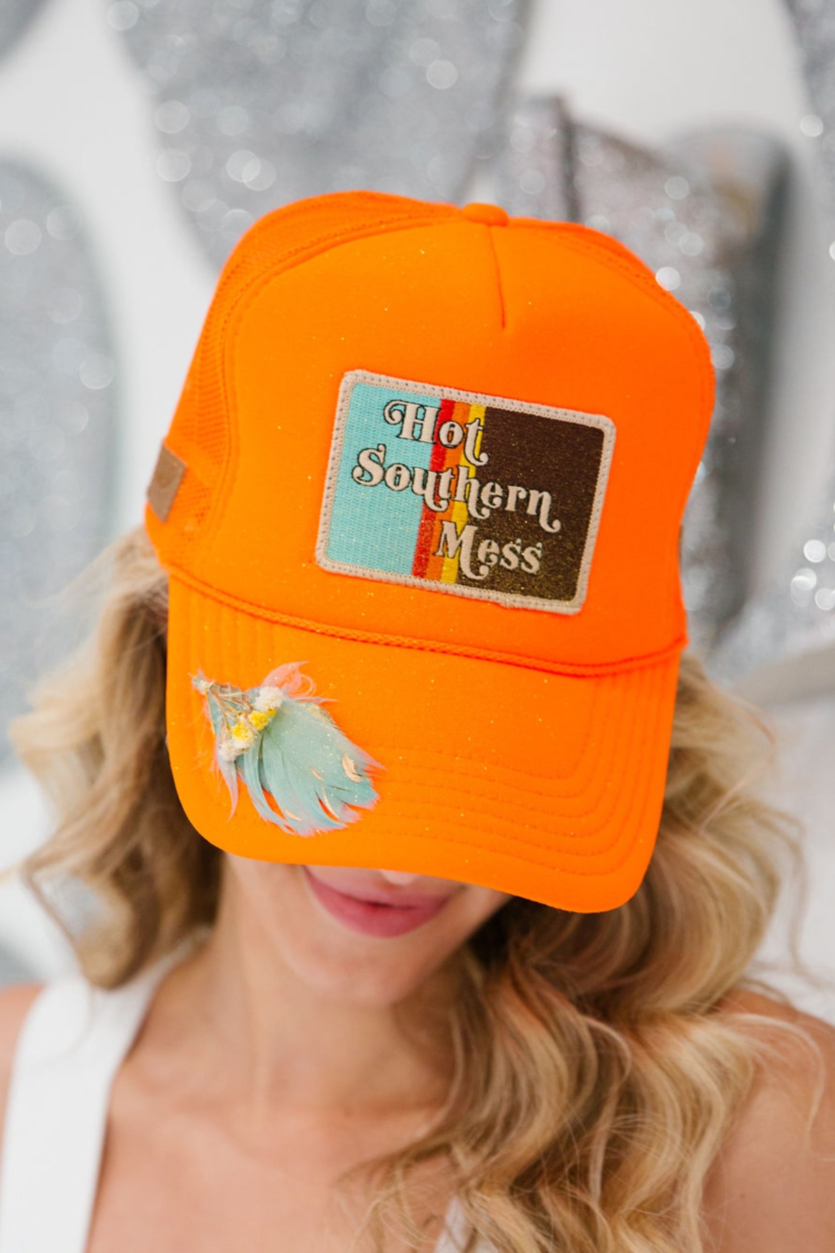 SOUTHERN MESS ORANGE TRUCKER HAT LIMITED EDITION Judith March YES- SPARKLE SPRAY