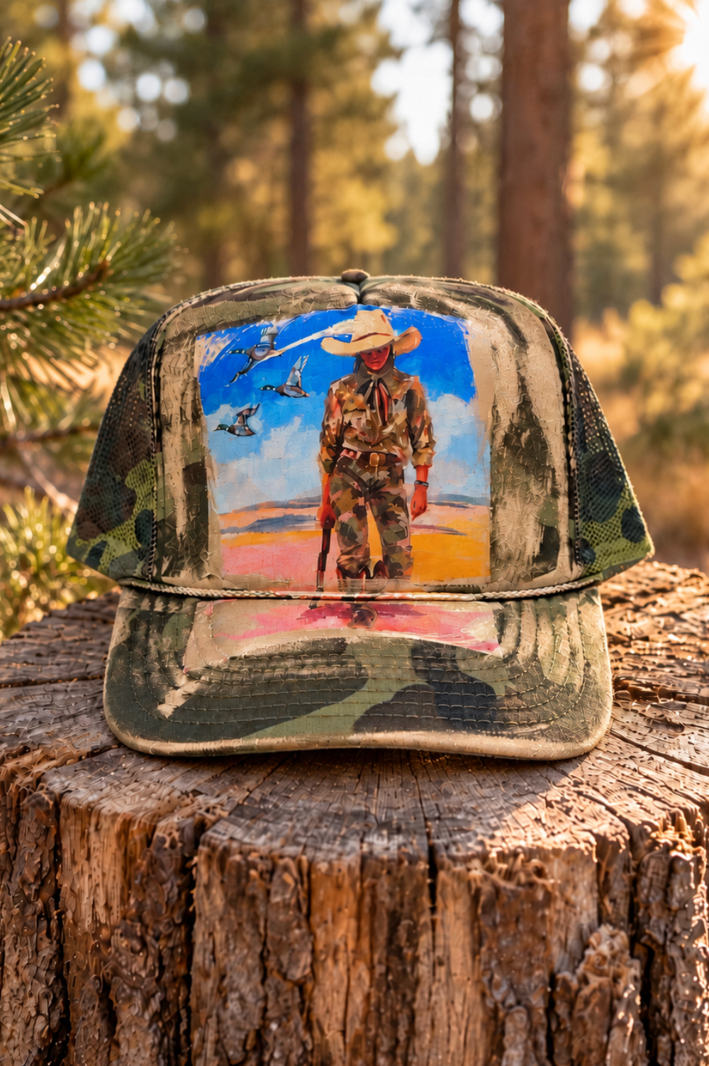 DUCK BLIND DARLING CAMO TRUCKER HAT TRUCKER HAT Judith March