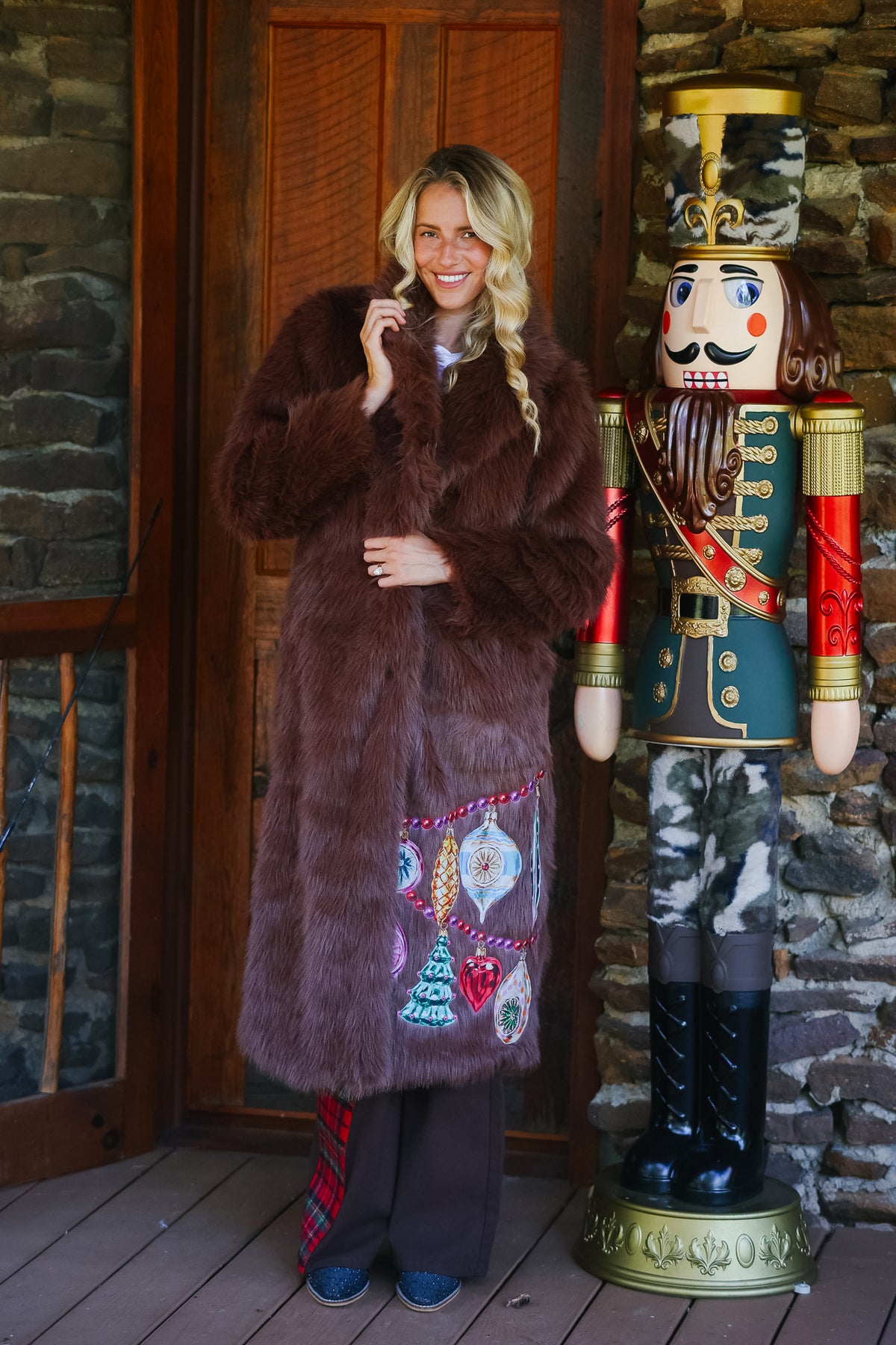 CHRISTMAS KEEPSAKE BROWN FUR COAT JACKET Judith March
