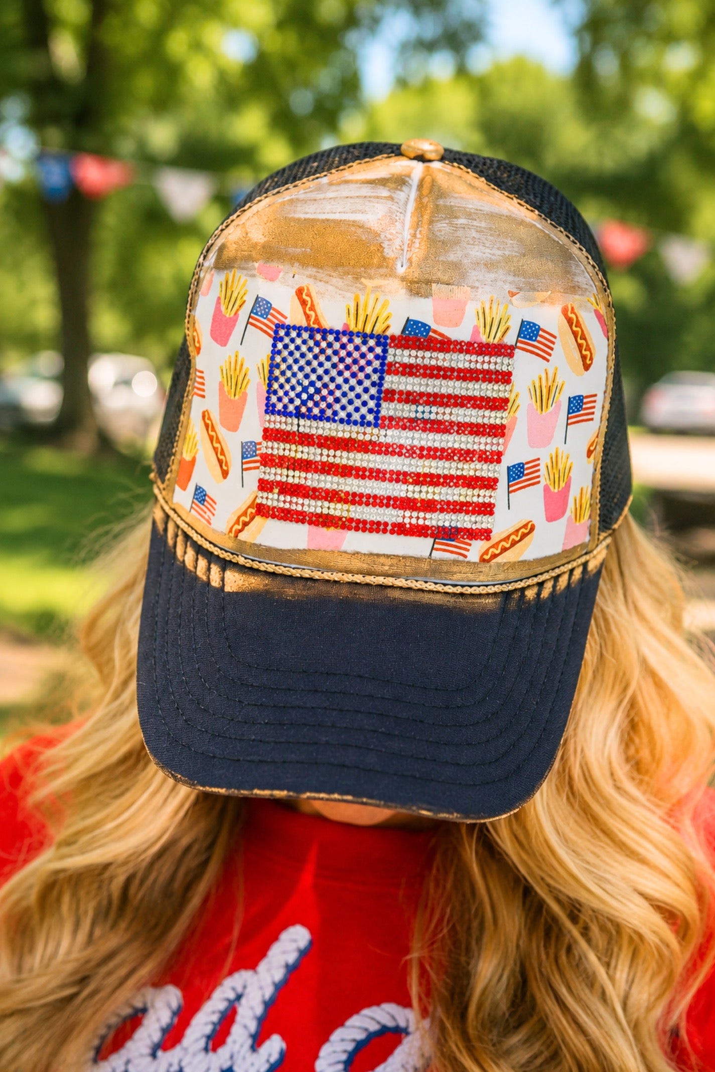AMERICAN SUMMER NAVY TRUCKER HAT HAT Judith March