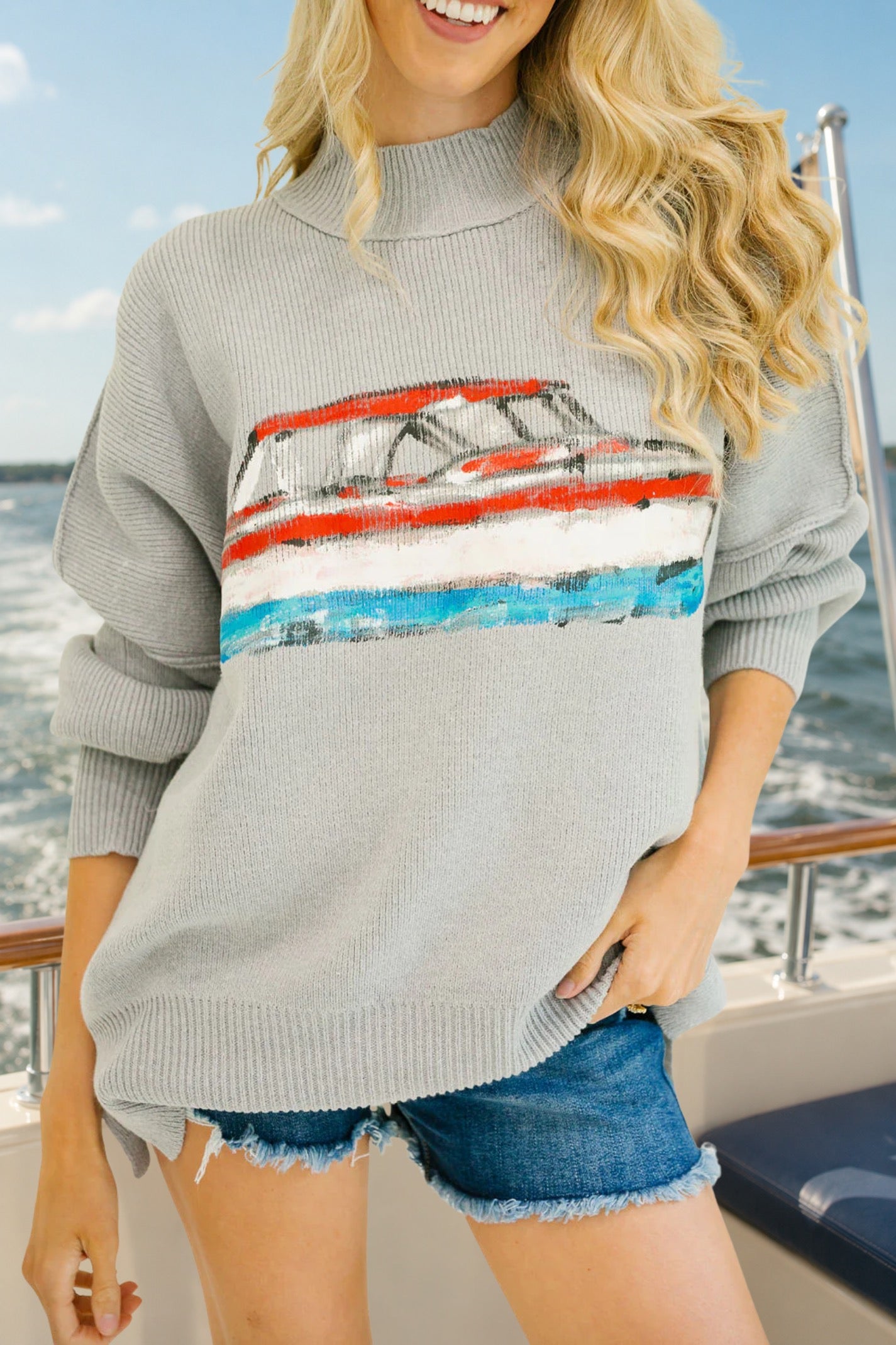 YACHT SEASON HAND PAINTED SWEATER SWEATER Judith March
